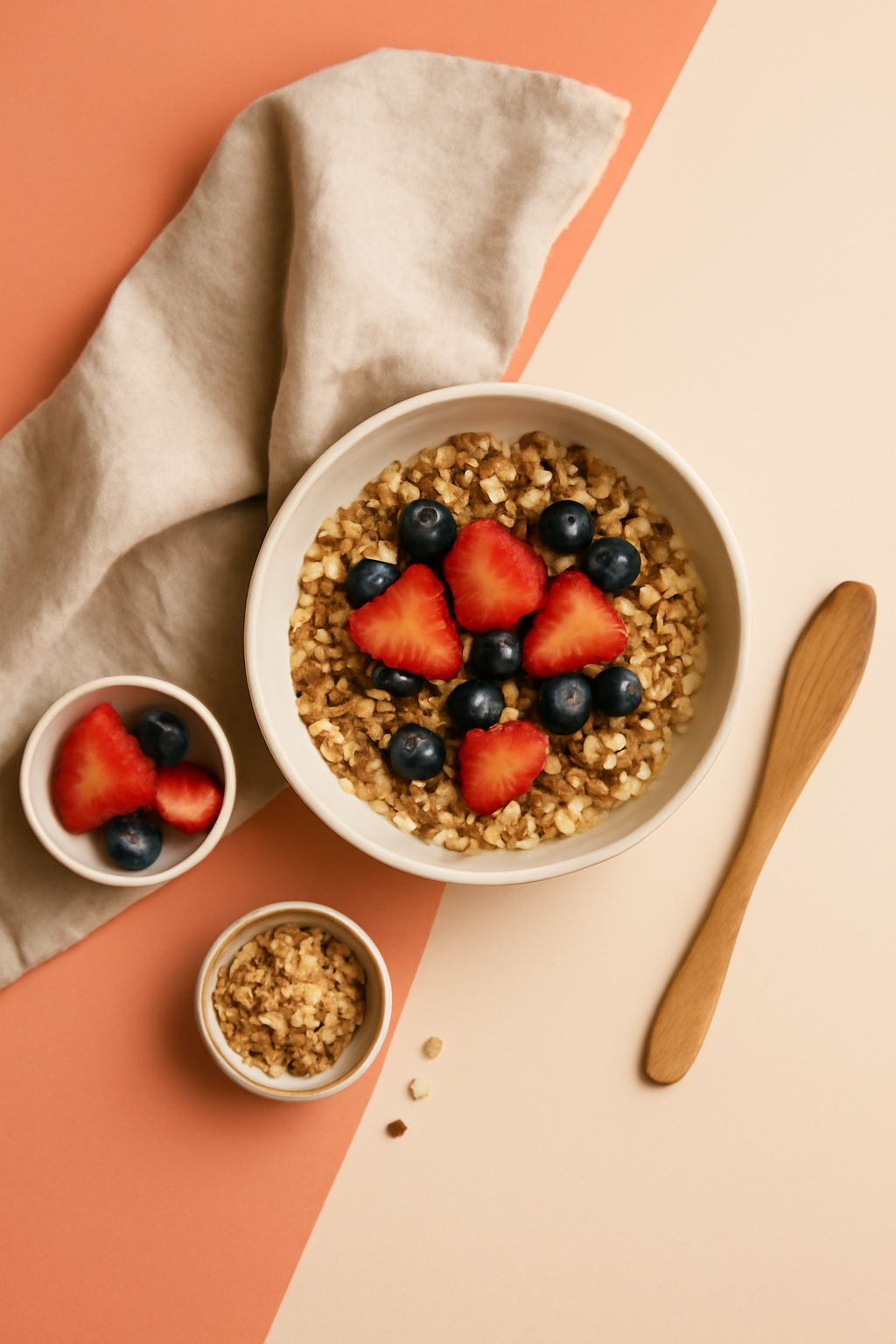 Sunlit Pantry Geometry — Food photography AI image prompt example generated with ChatGPT (flatlay, breakfast)