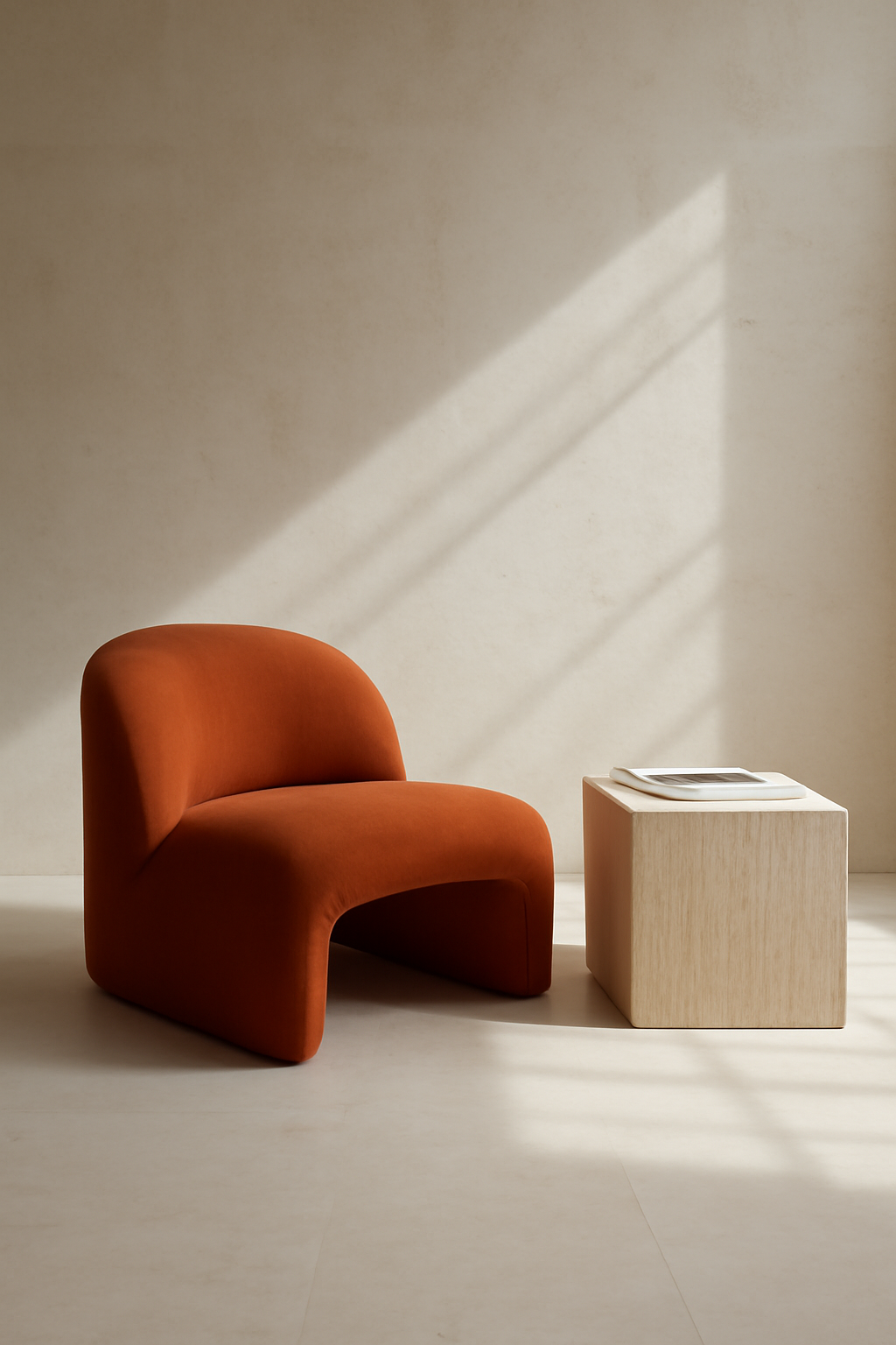 Gallery Lounge Statement — Furniture AI image prompt example generated with ChatGPT (furniture, editorial)