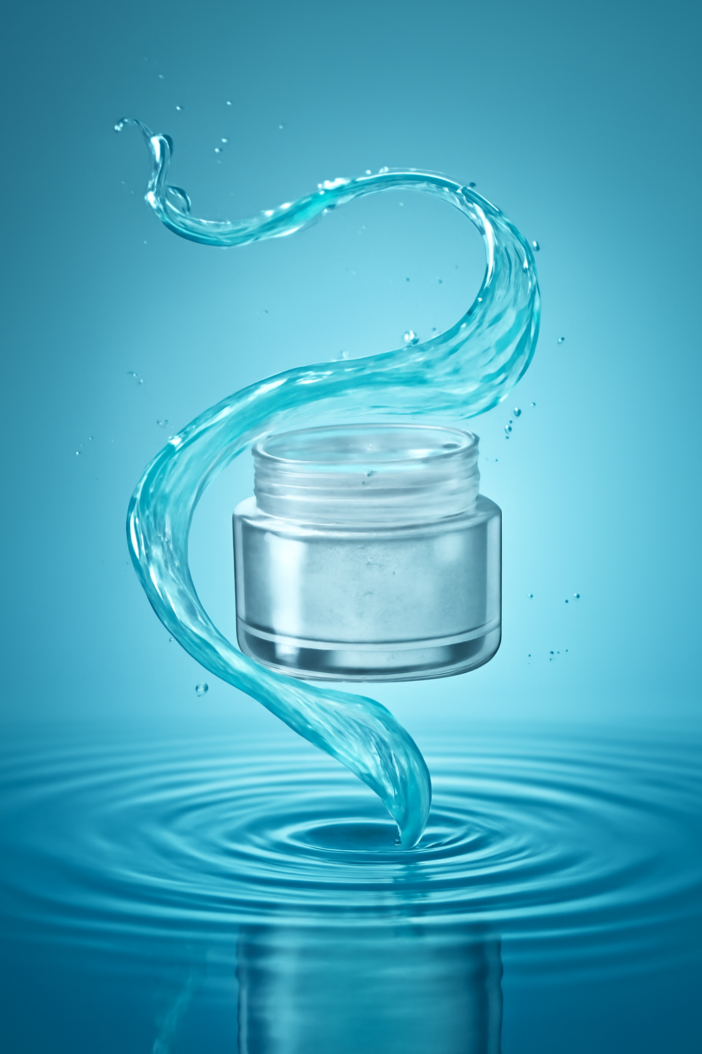 Hydration In Motion — Skincare AI image prompt example generated with ChatGPT (skincare, splash)