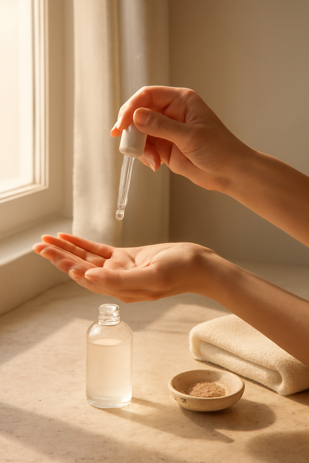 Morning Window Ritual — Skincare AI image prompt example generated with Gemini (skincare, lifestyle)