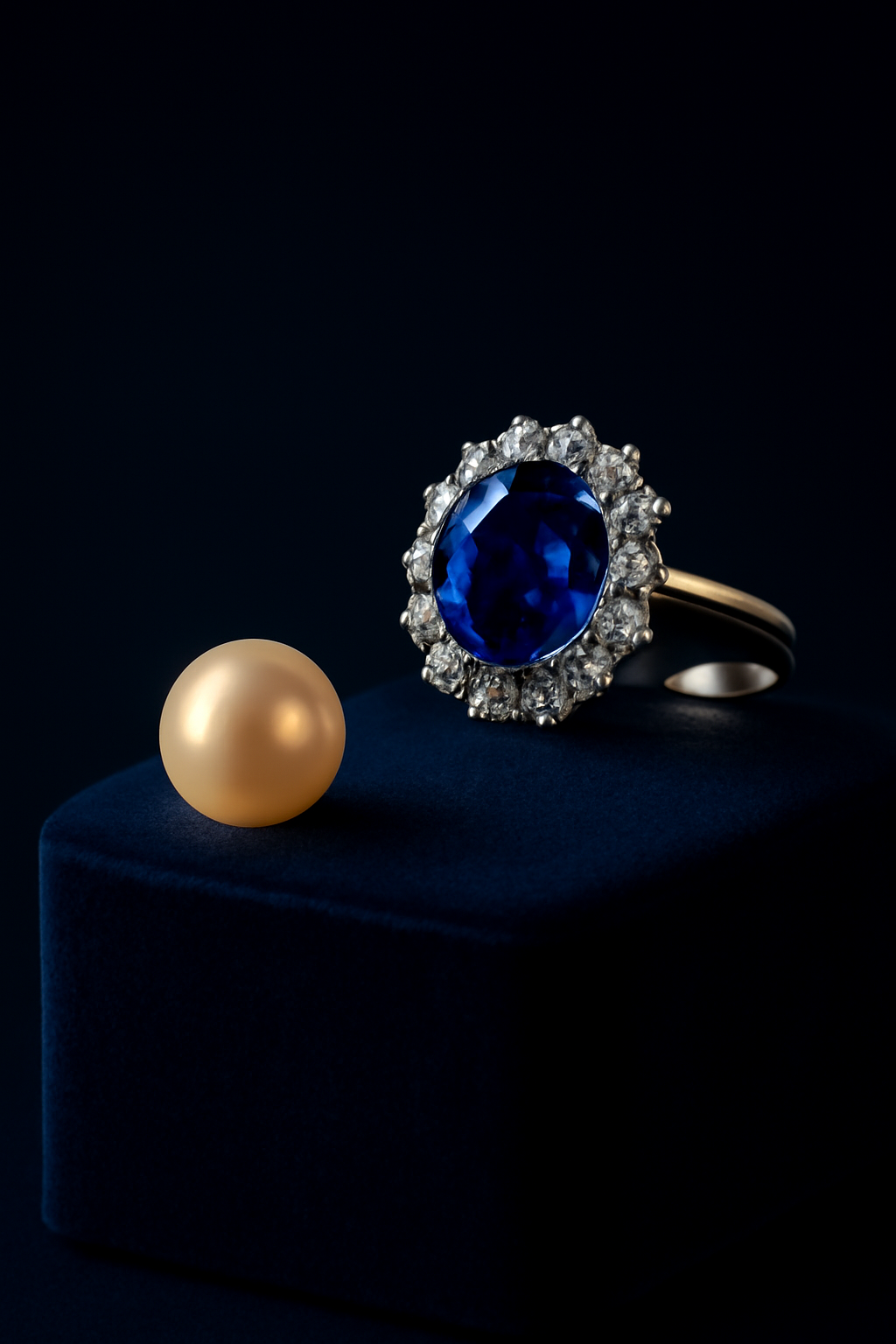 Velvet Sapphire Reverie — Jewellery AI image prompt example generated with ChatGPT (jewellery, luxury)