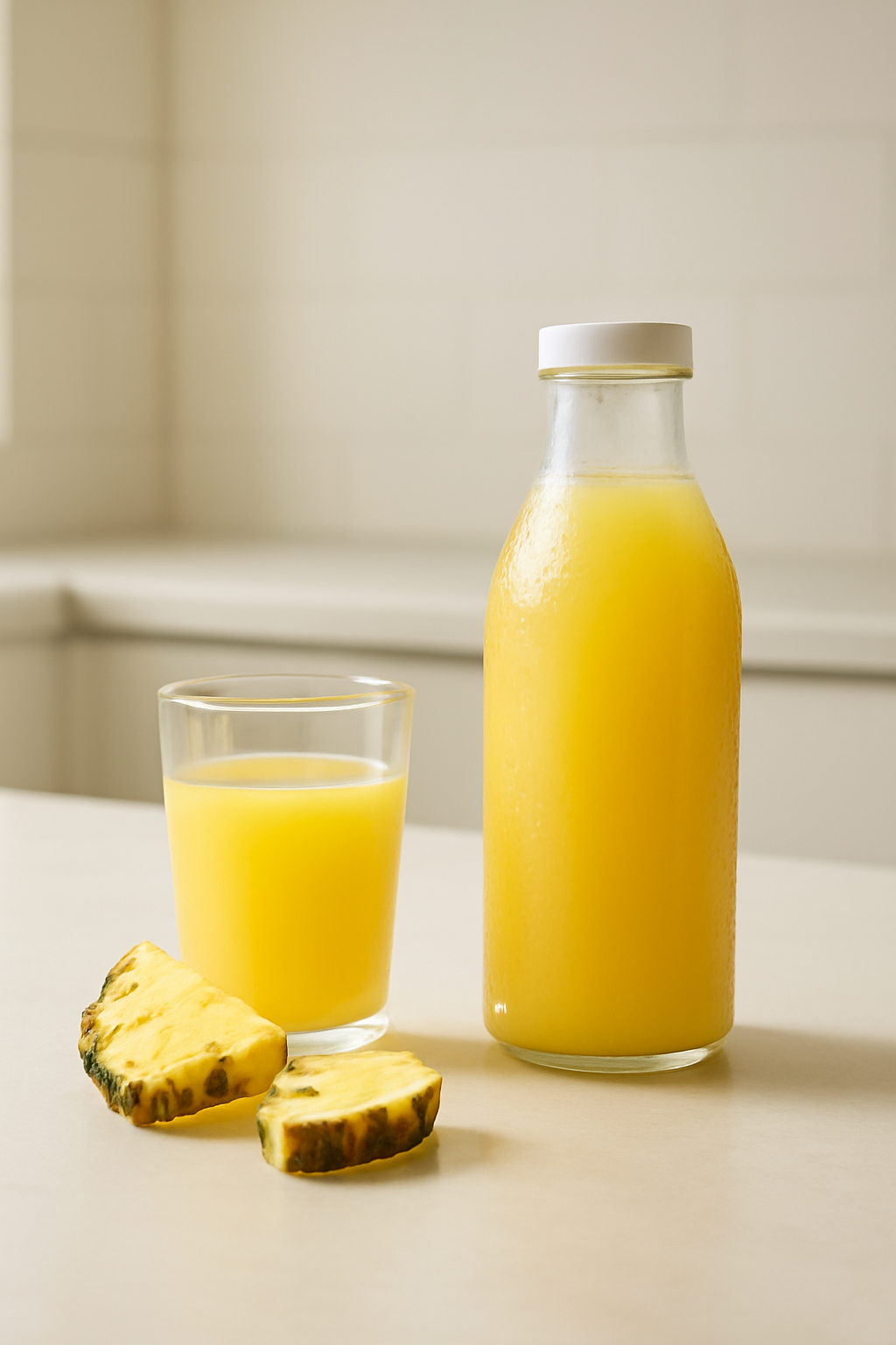 Morning Pour Horizon — Juice bottles AI image prompt example generated with Midjourney (juice, hero)