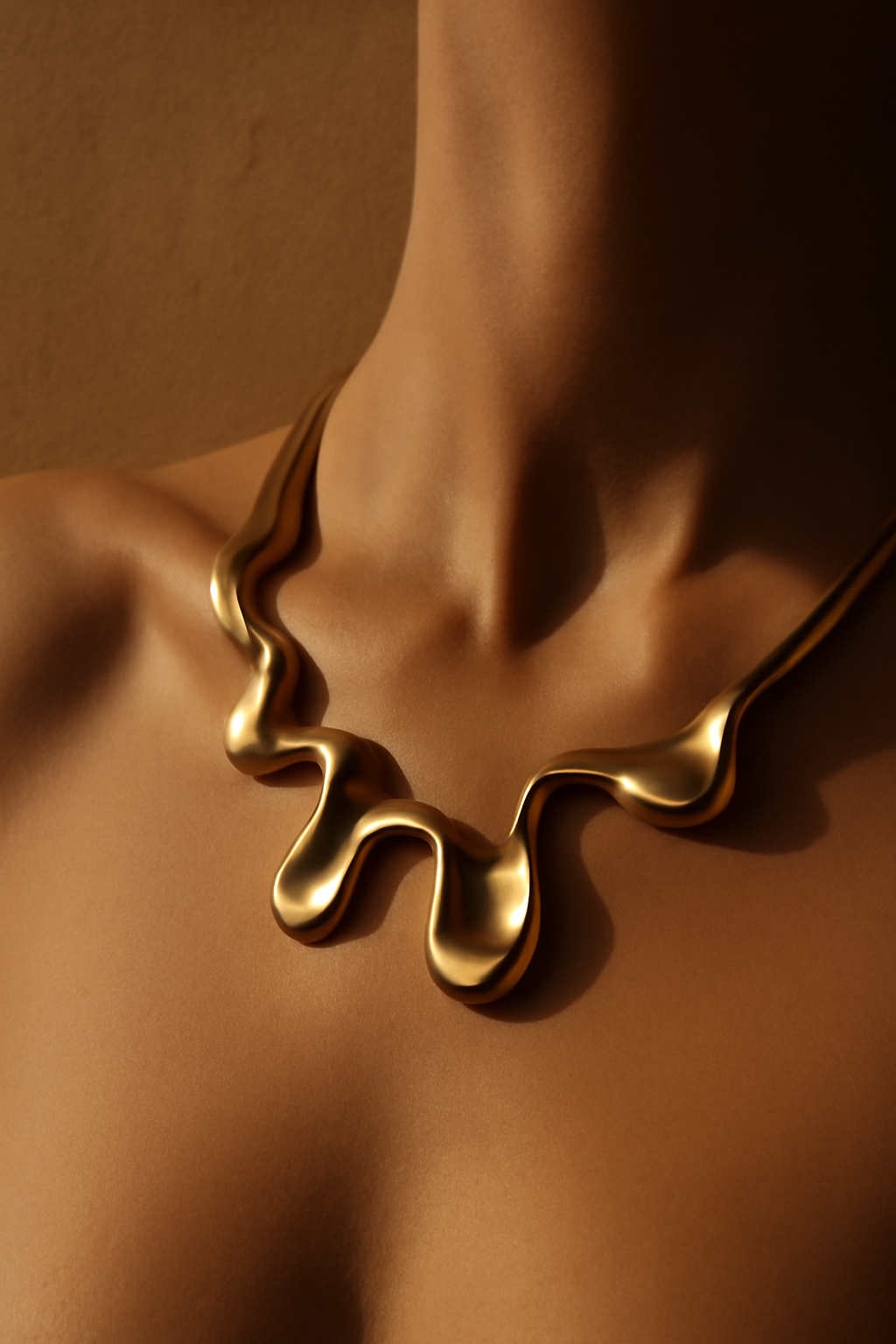 Sculpted Evening Glow — Fashion accessories AI image prompt example generated with Midjourney (jewelry, editorial)