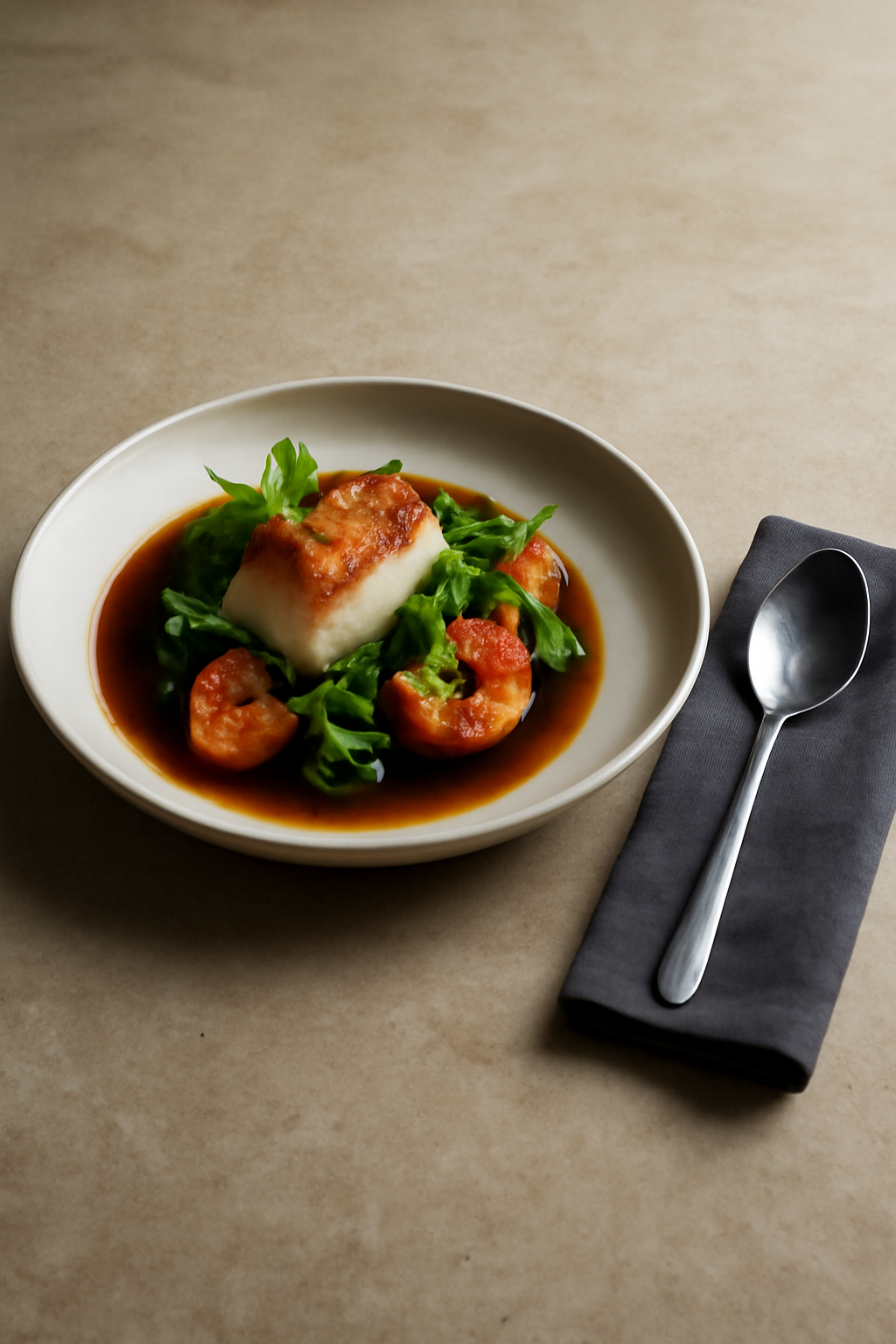 Chef's Precision Plate — Restaurant advertisements AI image prompt example generated with Gemini (restaurant, editorial)