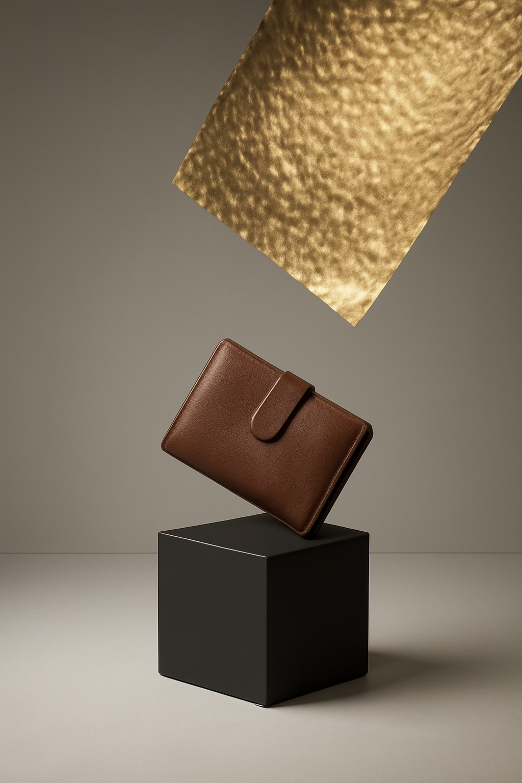 The Weight of Gold — Luxury products AI image prompt example generated with ChatGPT (conceptual, gold)