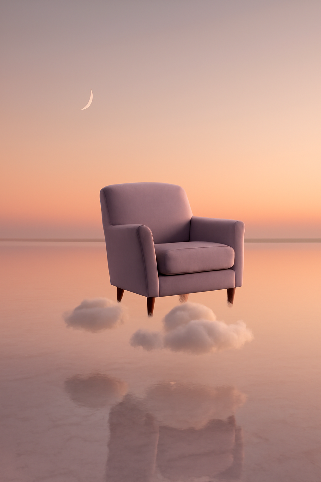 Clouds Carry Comfort — Furniture AI image prompt example generated with Midjourney (furniture, surrealism)