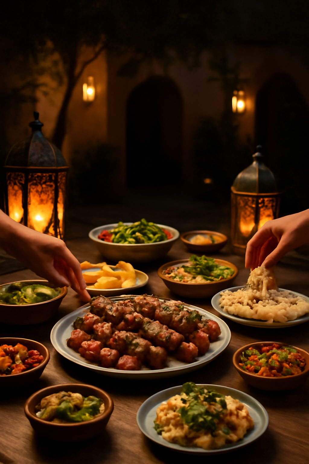 Lantern Feast Night — Restaurant advertisements AI image prompt example generated with Midjourney (restaurant, festival)