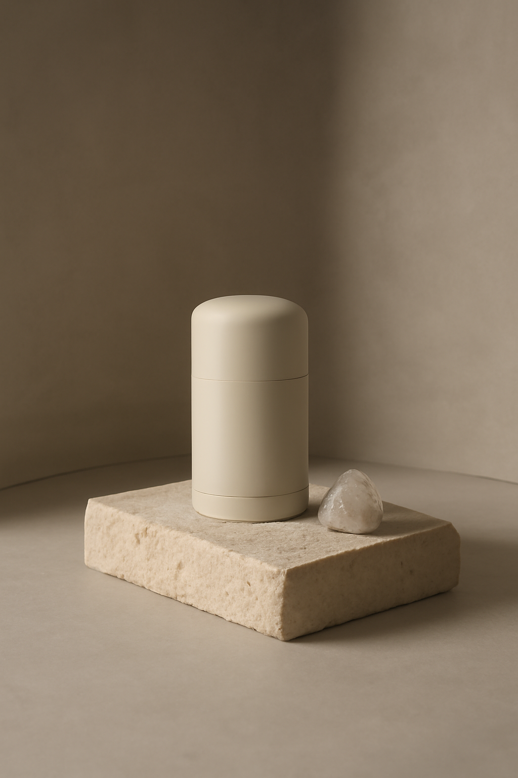 Quiet Ritual Form — Personal care AI image prompt example generated with Gemini (deodorant, minimal)