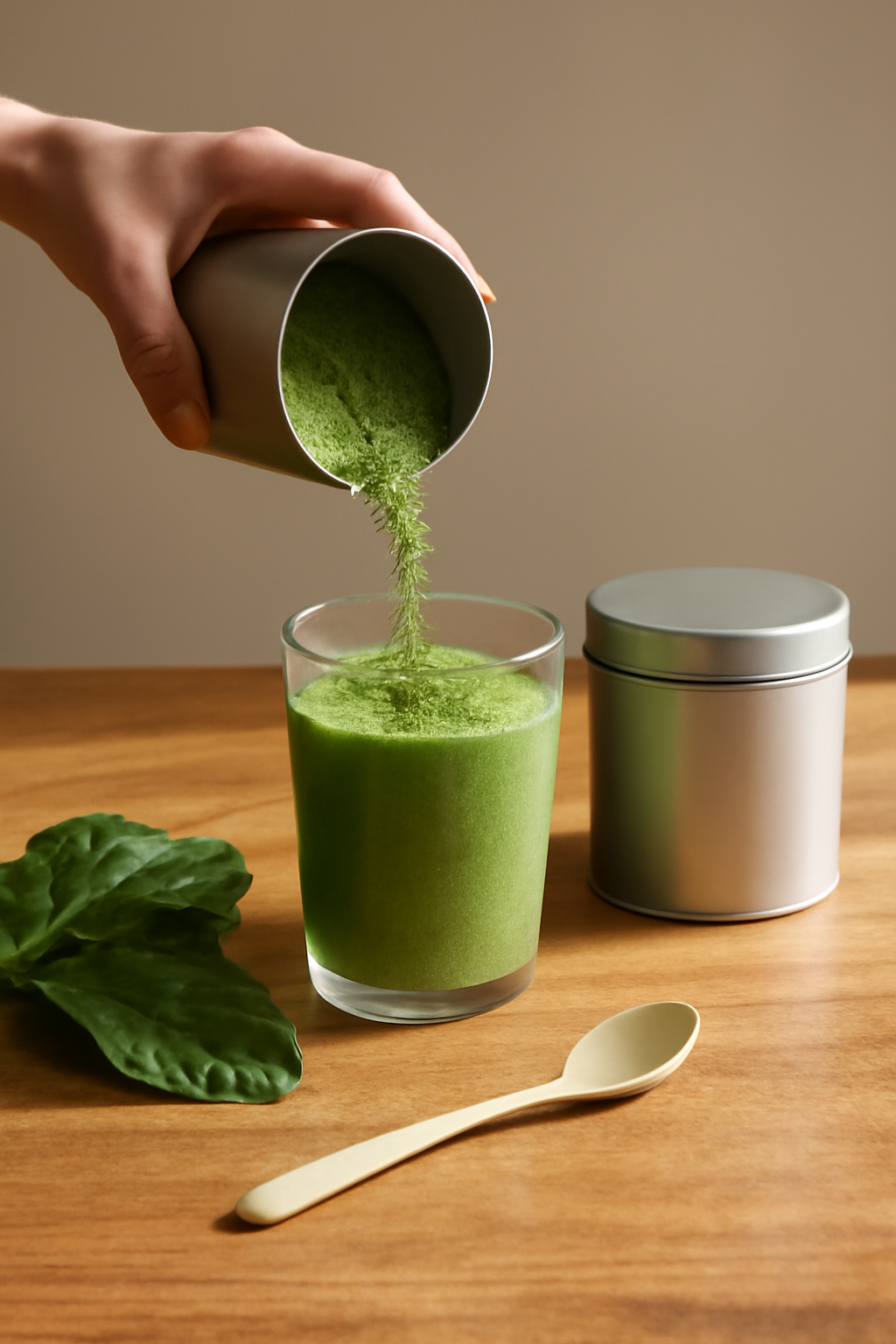Kitchen Ritual — Organic powders AI image prompt example generated with ChatGPT (lifestyle, organic)