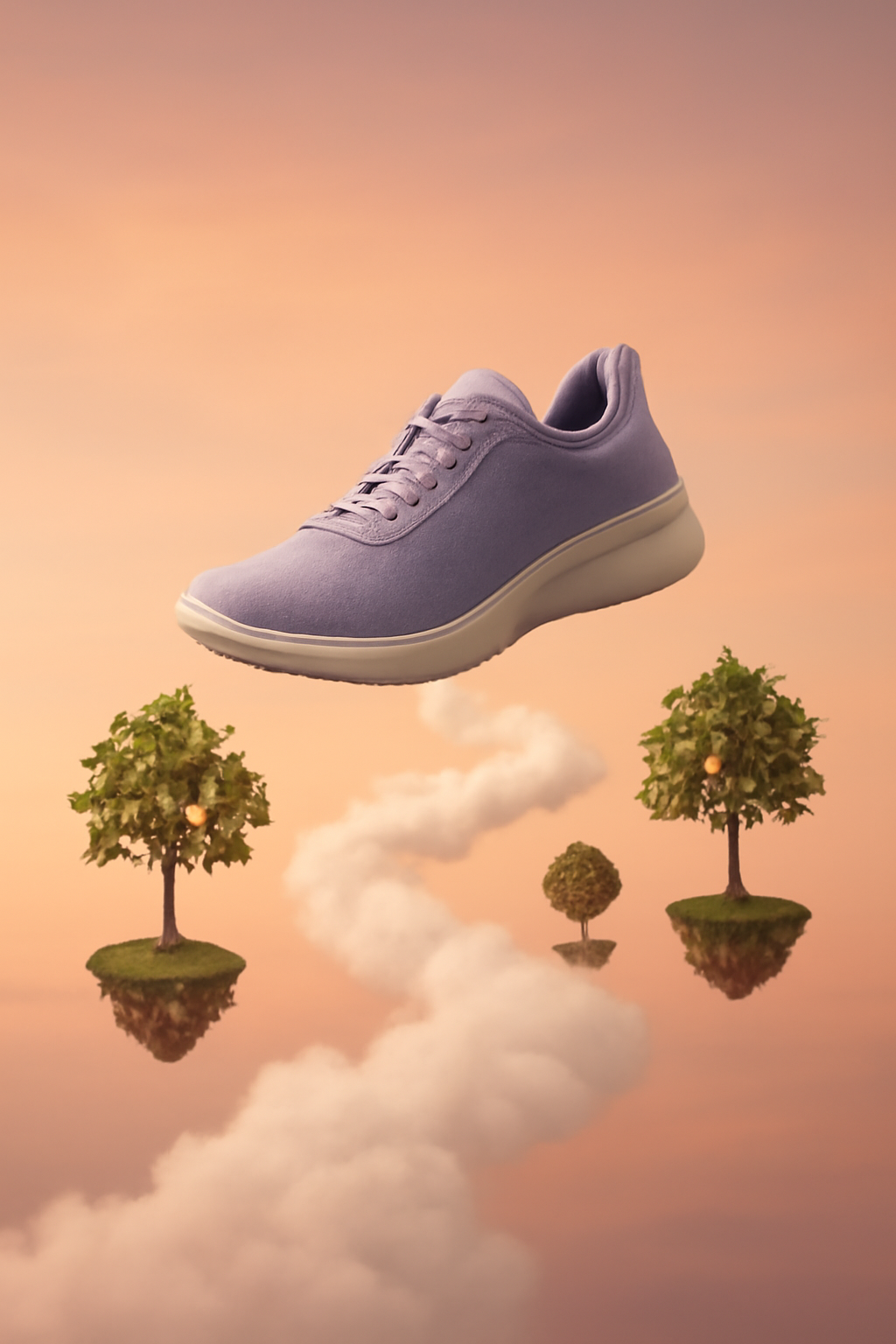 Cloudwalk Orchard — Shoes AI image prompt example generated with Midjourney (shoes, surrealism)