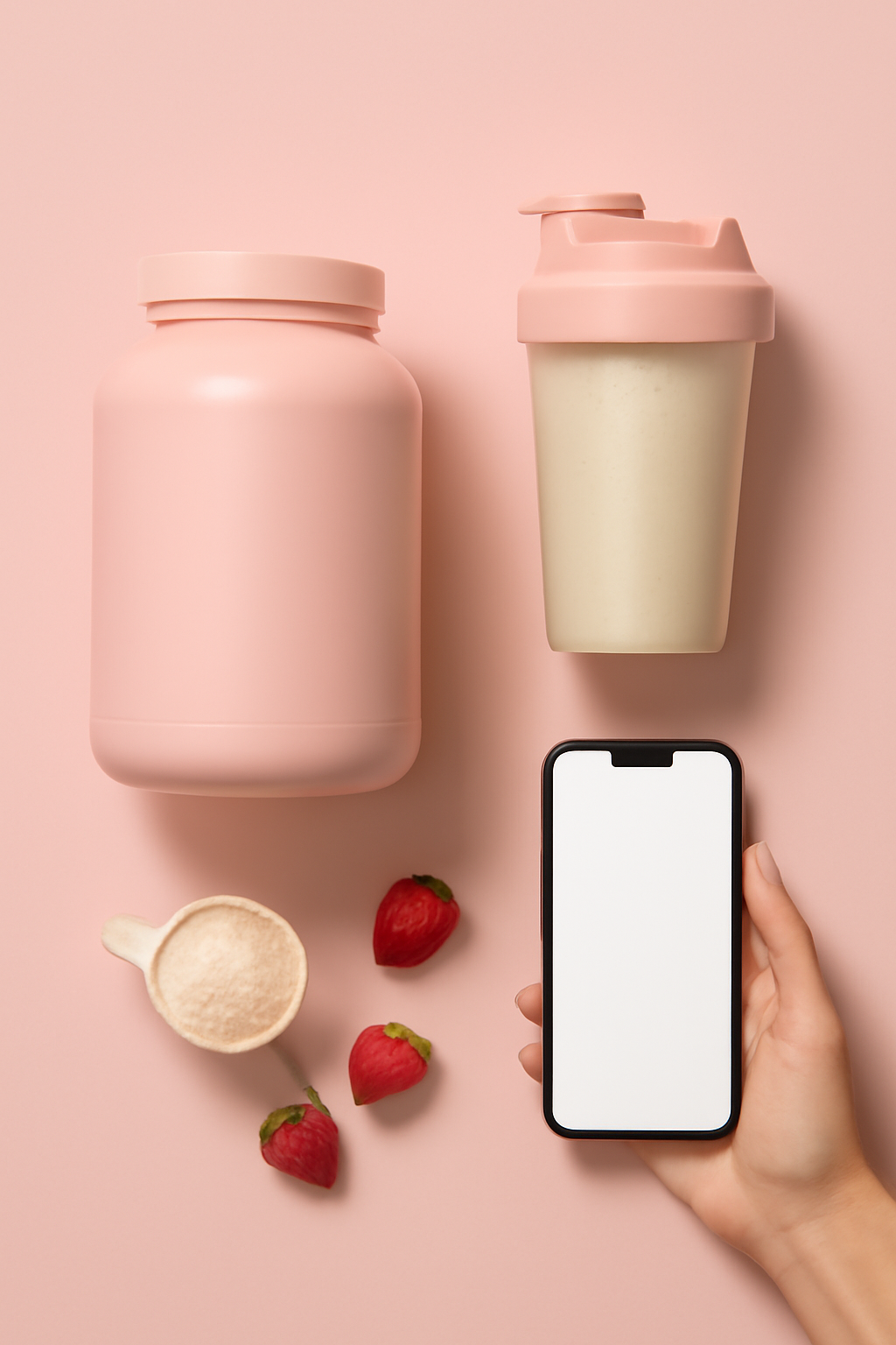 Swipeable Shake Break — Protein powders AI image prompt example generated with Gemini (protein-powder, social-media)
