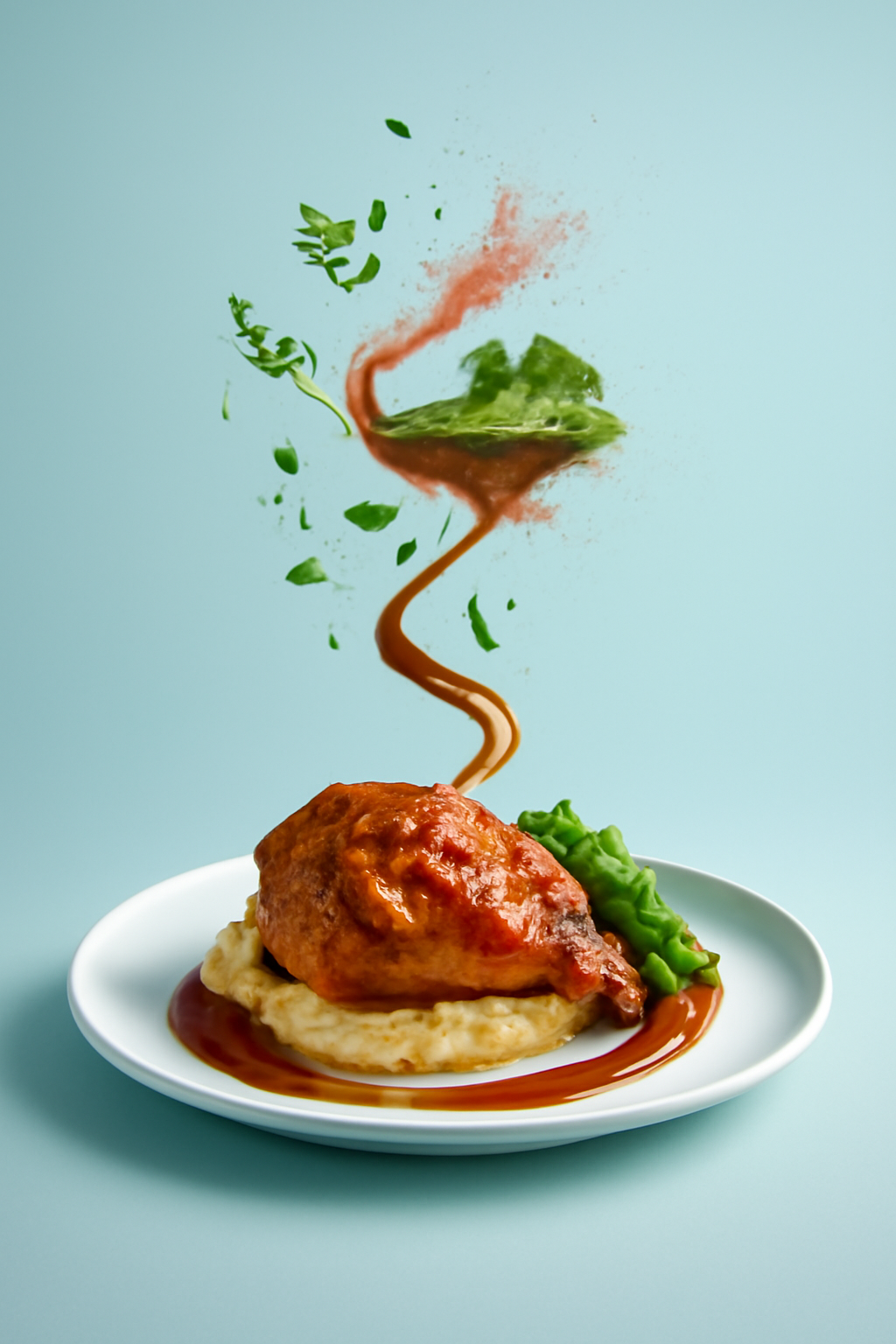 Taste Takes Flight — Restaurant advertisements AI image prompt example generated with Midjourney (restaurant, conceptual)