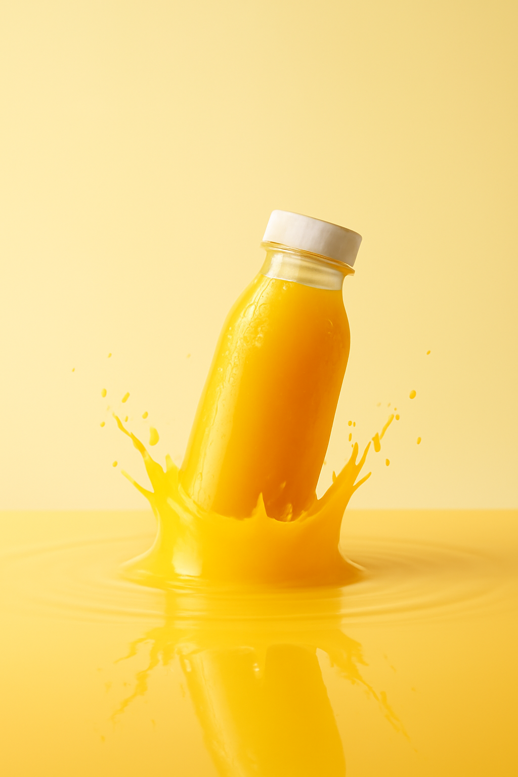 Liquid Sunlit Leap — Juice bottles AI image prompt example generated with ChatGPT (juice, splash)
