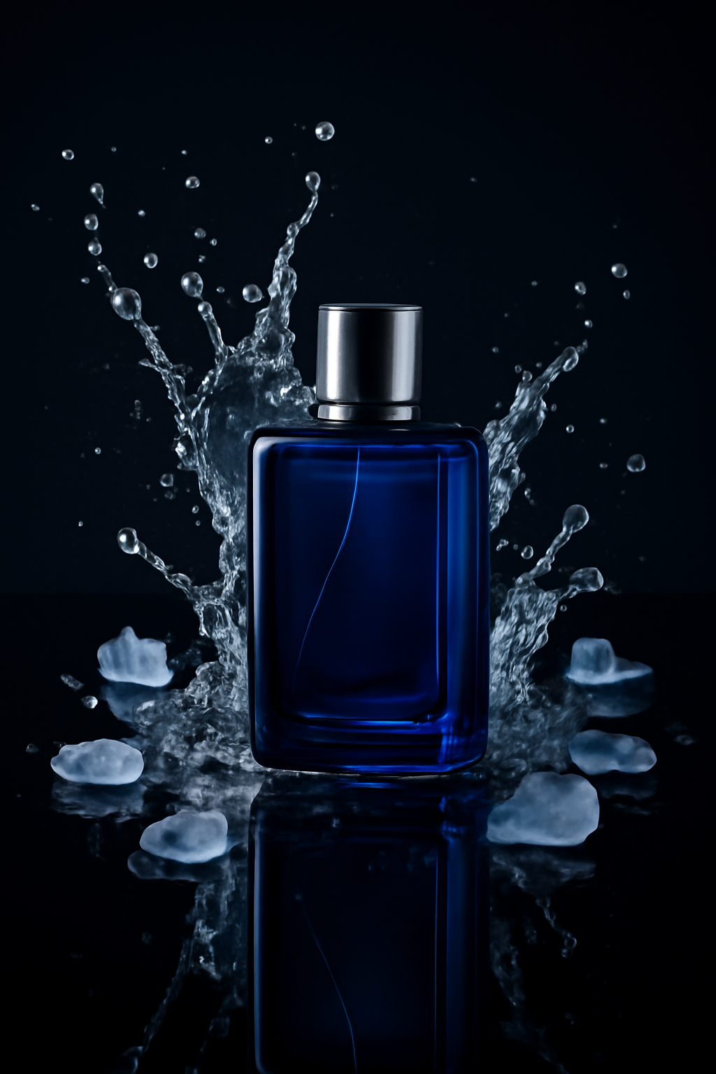 Velvet Water Impact — Perfumes AI image prompt example generated with ChatGPT (perfume, splash)