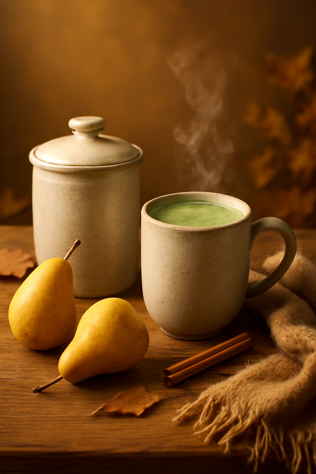 Harvest Glow — Organic powders AI image prompt example generated with Midjourney (autumn, seasonal)