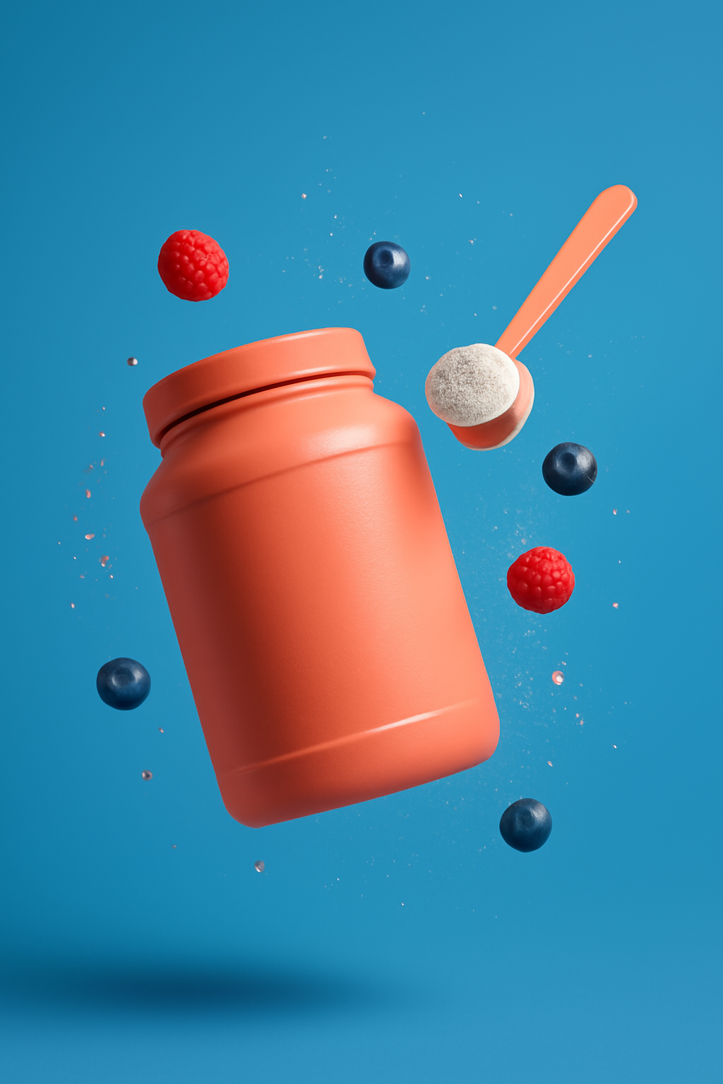 Cloudborne Recovery — Protein powders AI image prompt example generated with Midjourney (protein-powder, levitation)