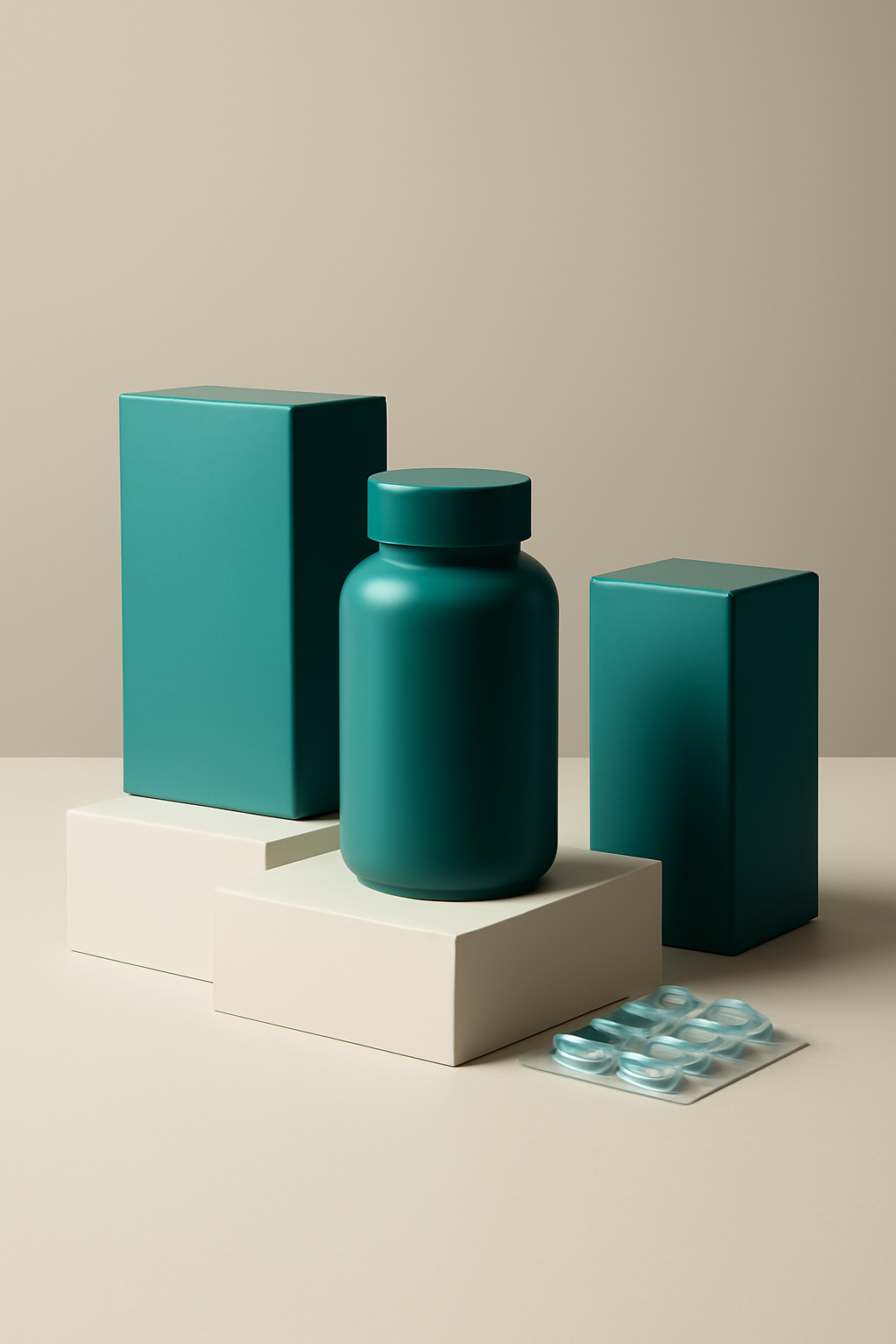 Shelf Ready System — Supplements AI image prompt example generated with ChatGPT (supplements, packaging)