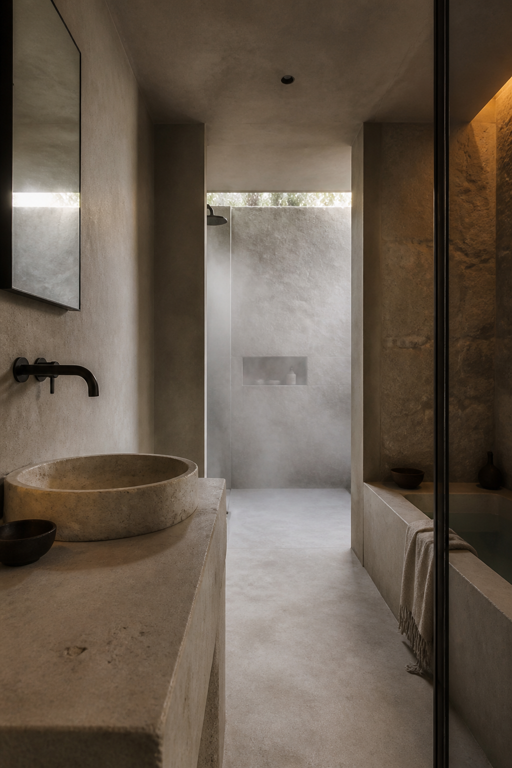 Bathroom Spa Light — Interiors AI image prompt example generated with ChatGPT (spa, stone)