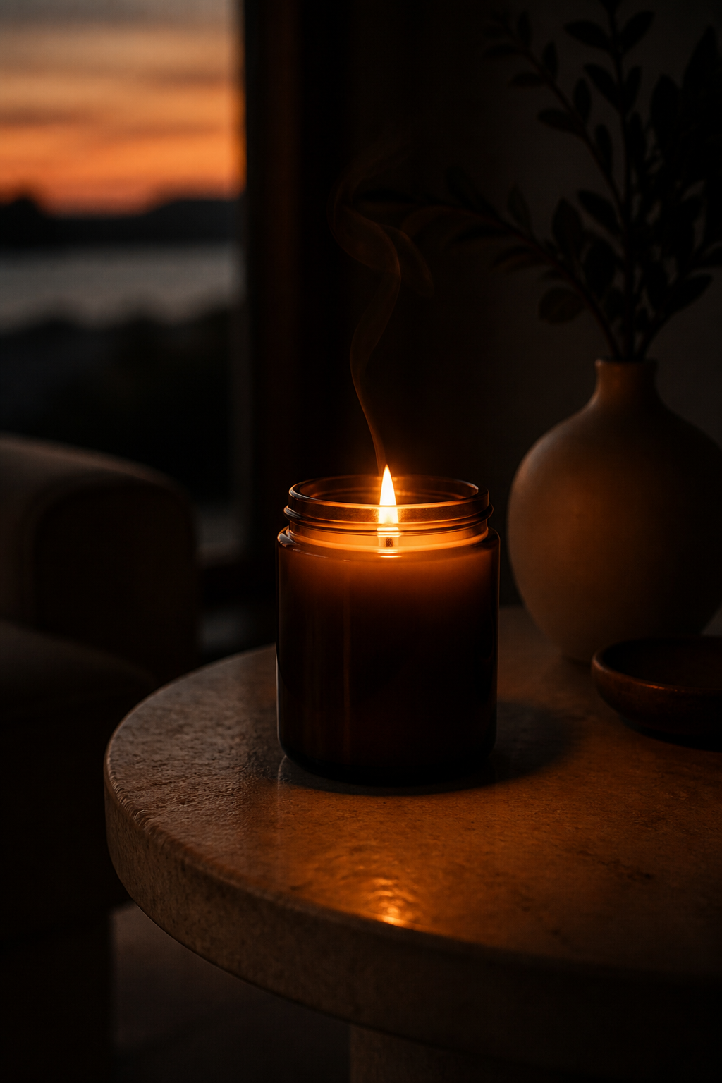 Candle Ambience Dusk — Home AI image prompt example generated with Midjourney (candle, cozy)