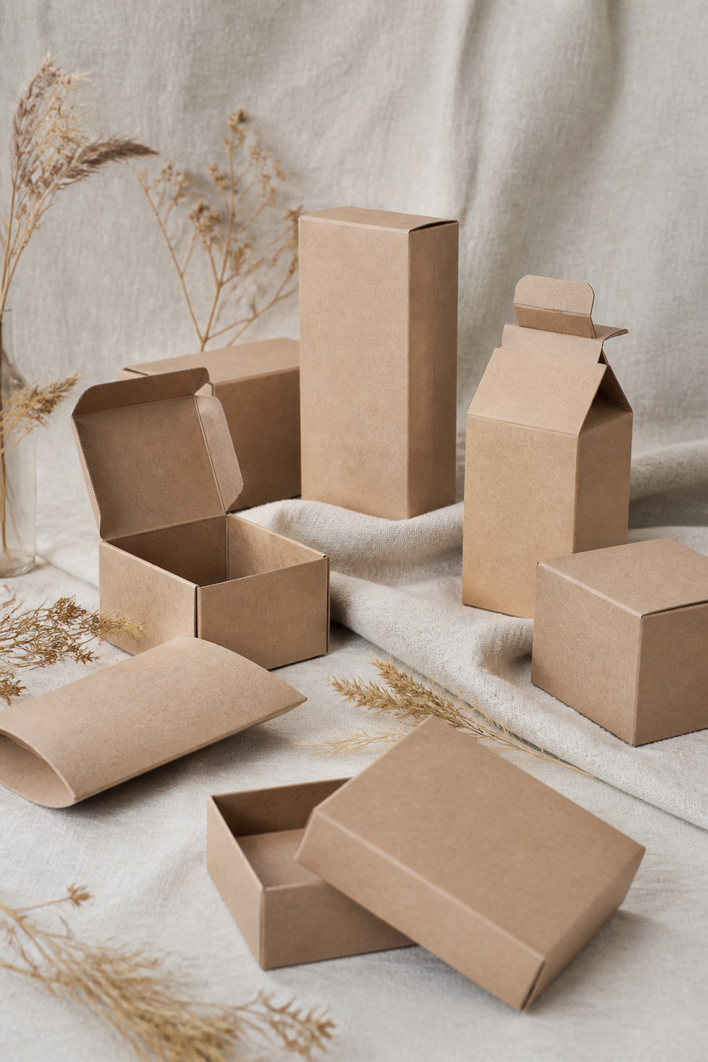 Cardboard Eco Set — Packaging AI image prompt example generated with Nano Banana (eco, sustainable)