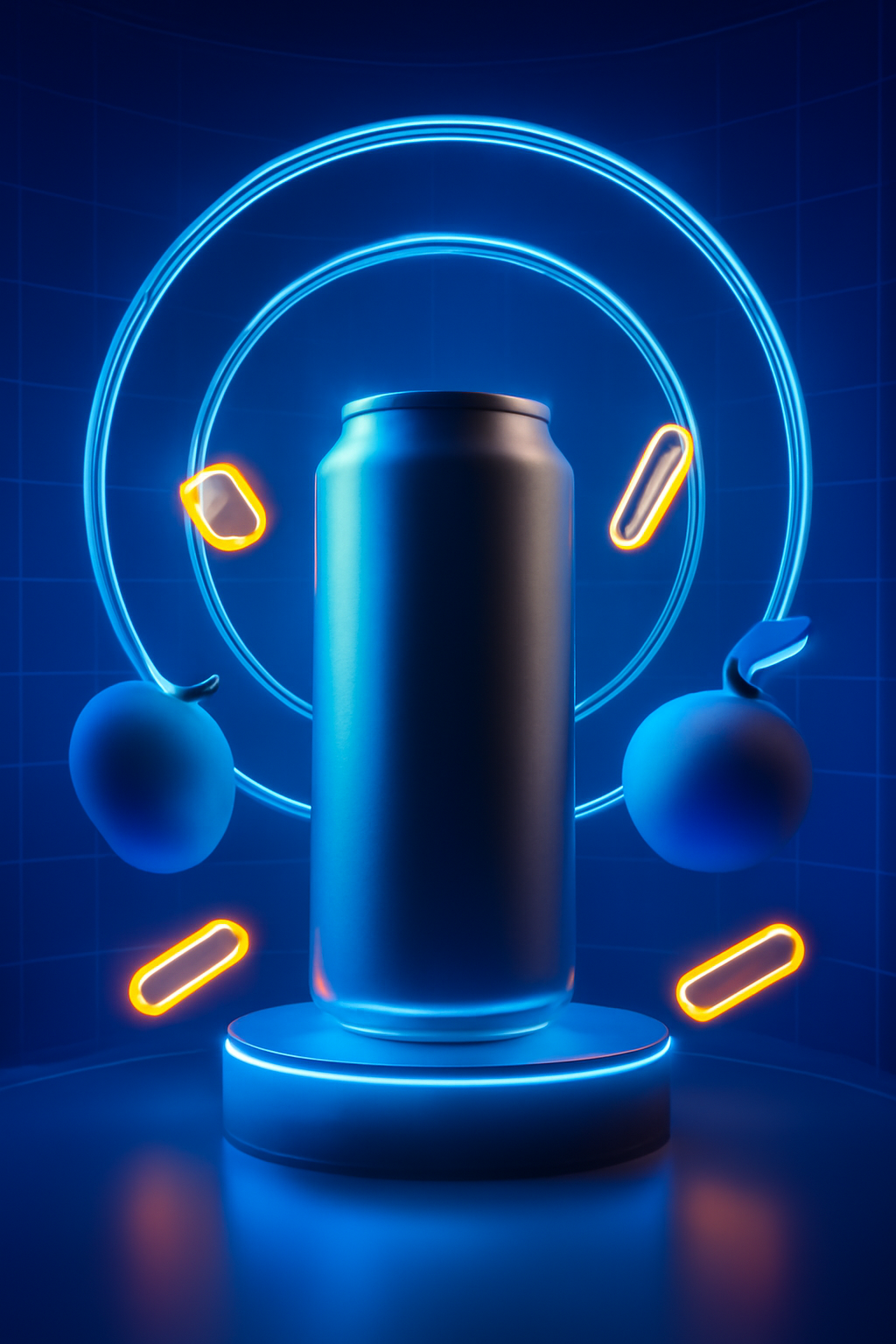 Neon Hydration Grid — Beverages AI image prompt example generated with Midjourney (beverage, futuristic)