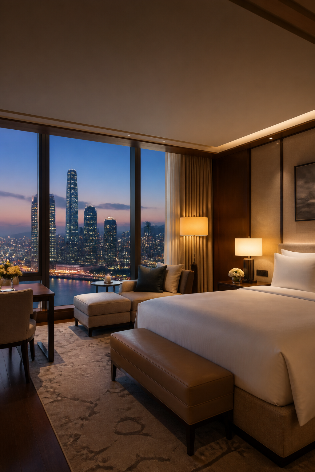 City Hotel Room View — Travel AI image prompt example generated with Nano Banana (hotel, window)