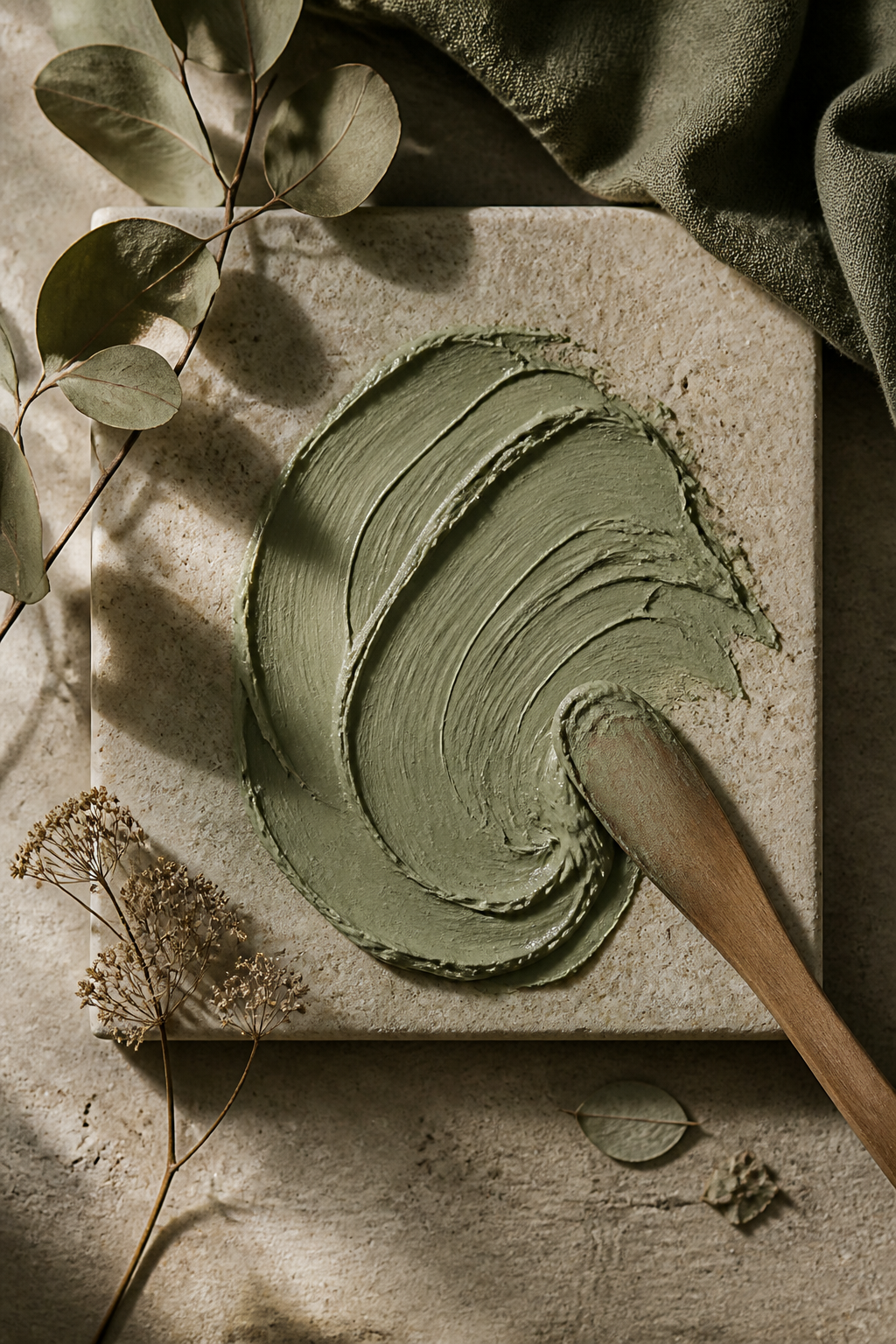 Clay Mask Texture Board — Beauty AI image prompt example generated with Nano Banana (texture, spa)