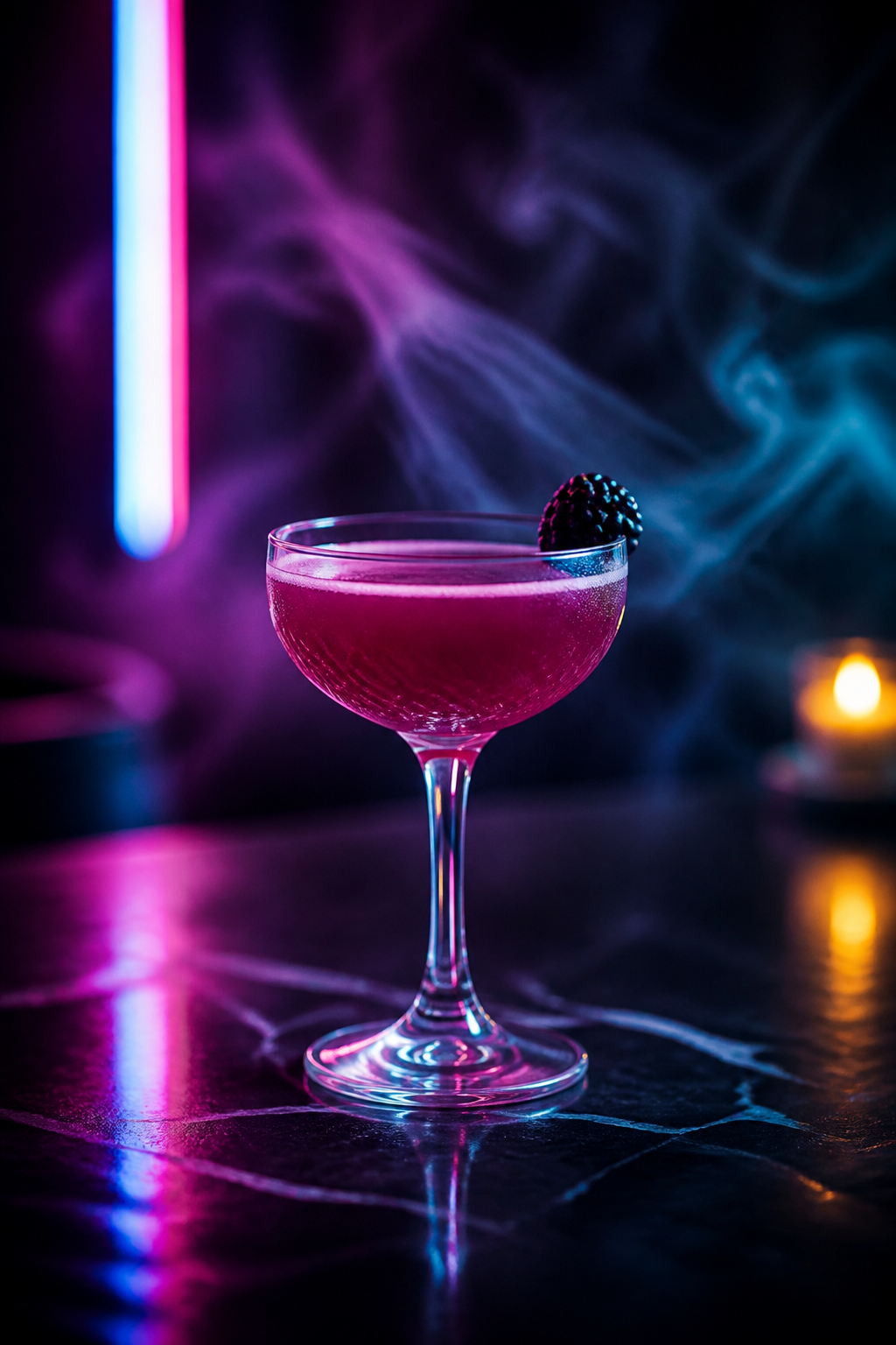 Cocktail Neon Bar — Beverage AI image prompt example generated with Midjourney (cocktail, bar)
