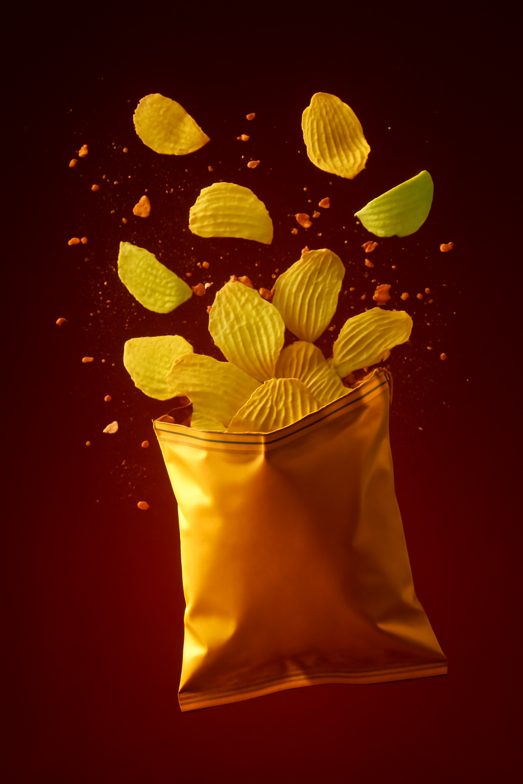 Flavor Burst Orbit — Snacks AI image prompt example generated with ChatGPT (snacks, explosion)