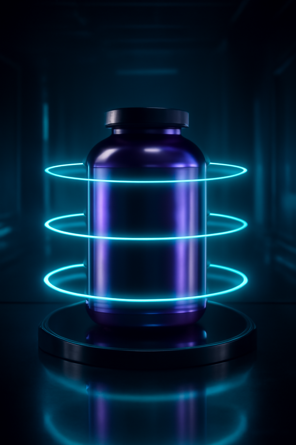 Precision Nutrition Lab — Protein powders AI image prompt example generated with Gemini (protein-powder, futuristic)