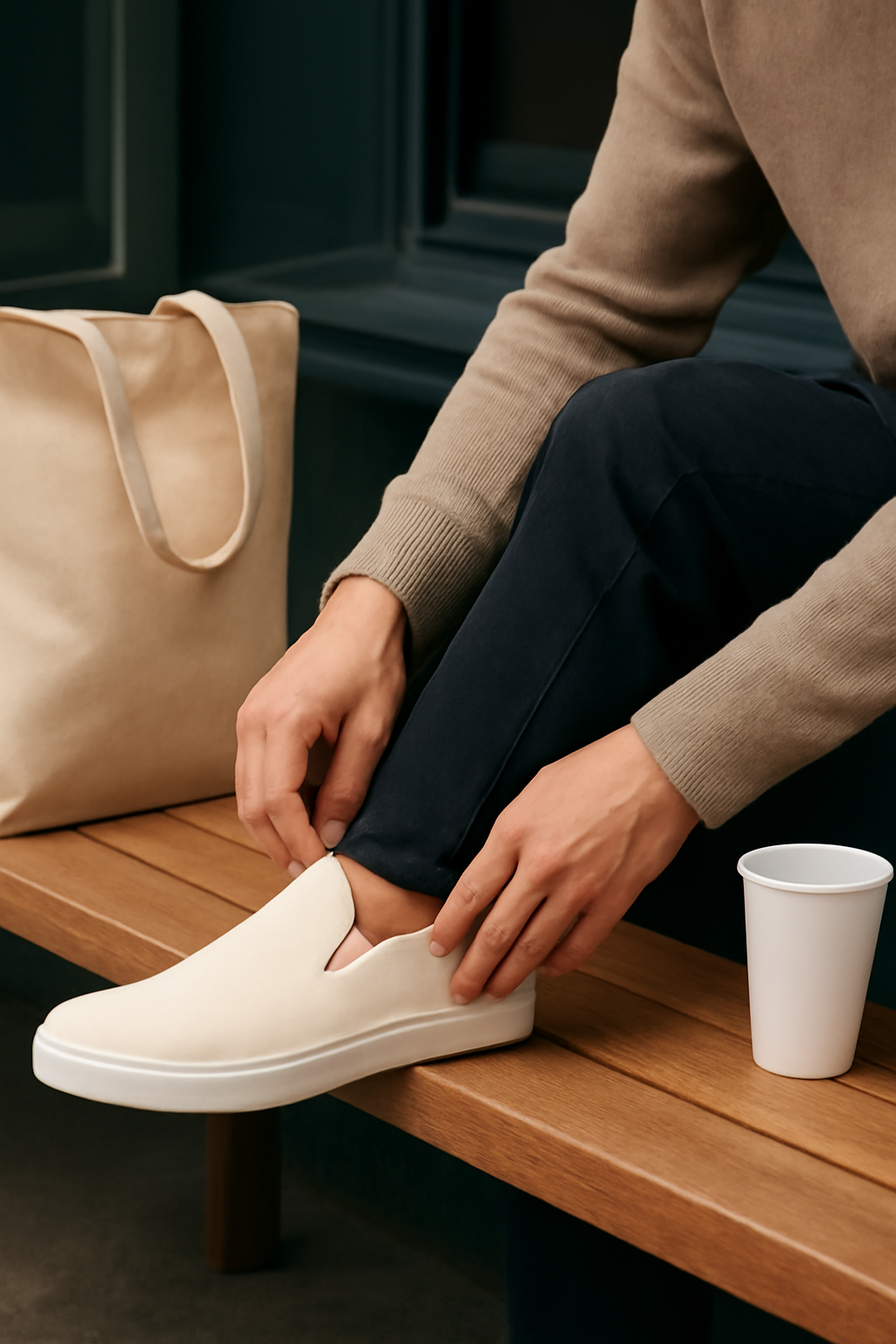 Morning Commute Ease — Shoes AI image prompt example generated with Gemini (shoes, lifestyle)