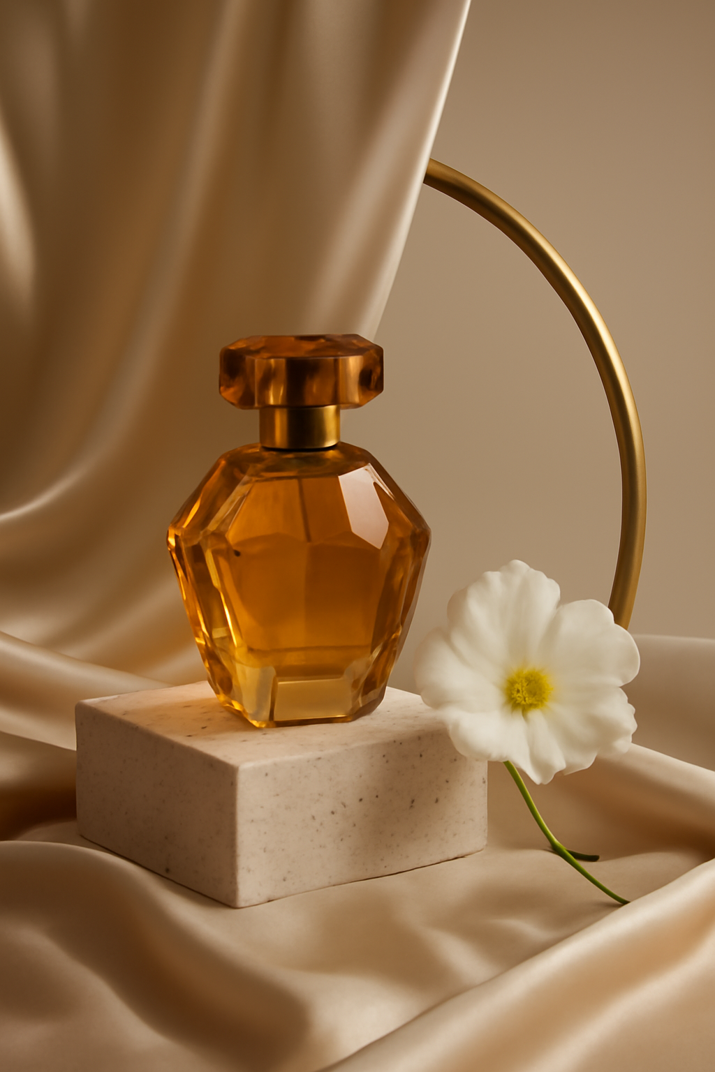 Golden Hour Elegance — Perfumes AI image prompt example generated with ChatGPT (perfume, luxury)