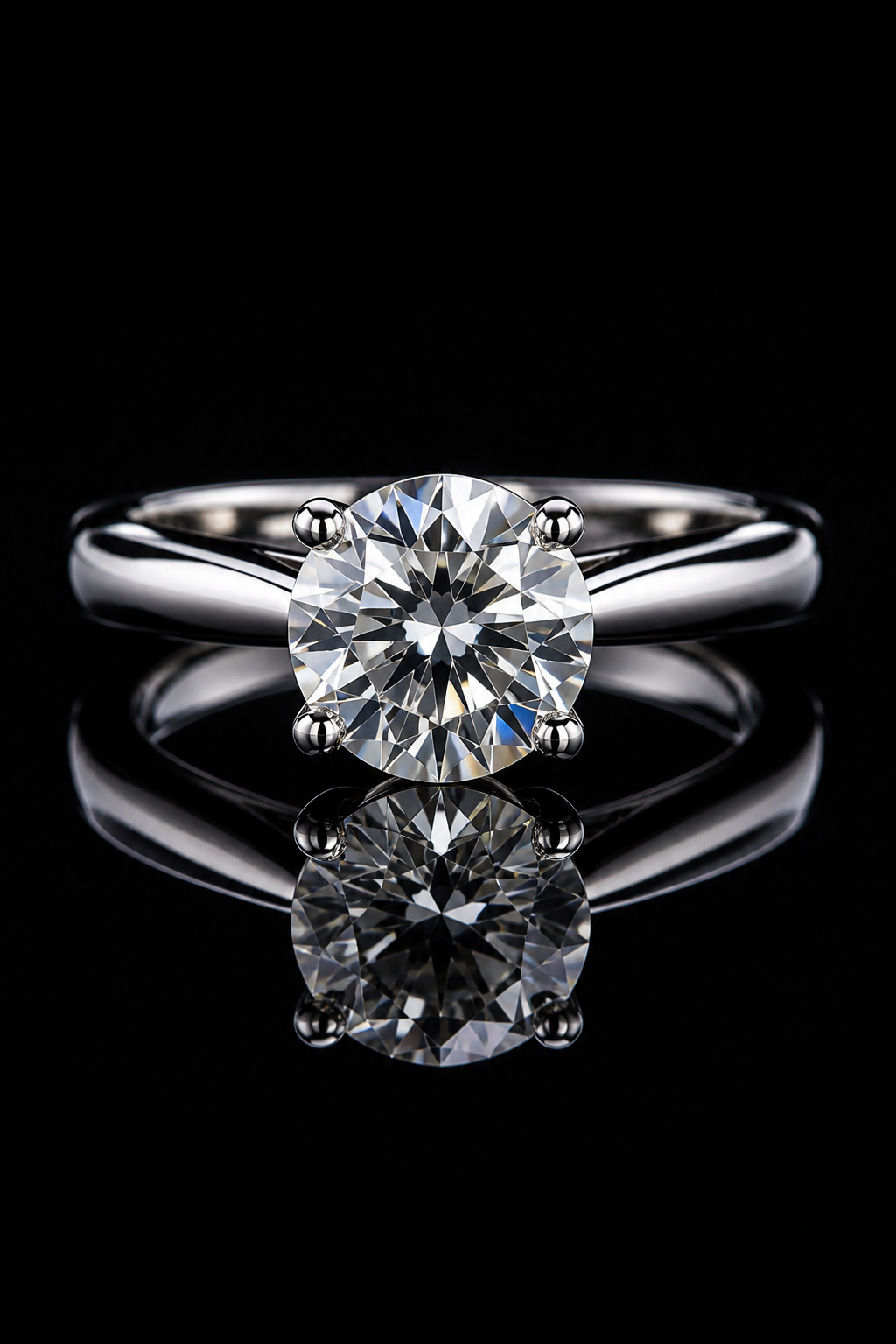 Diamond Ring Black Glass — Jewelry AI image prompt example generated with Midjourney (jewelry, macro)