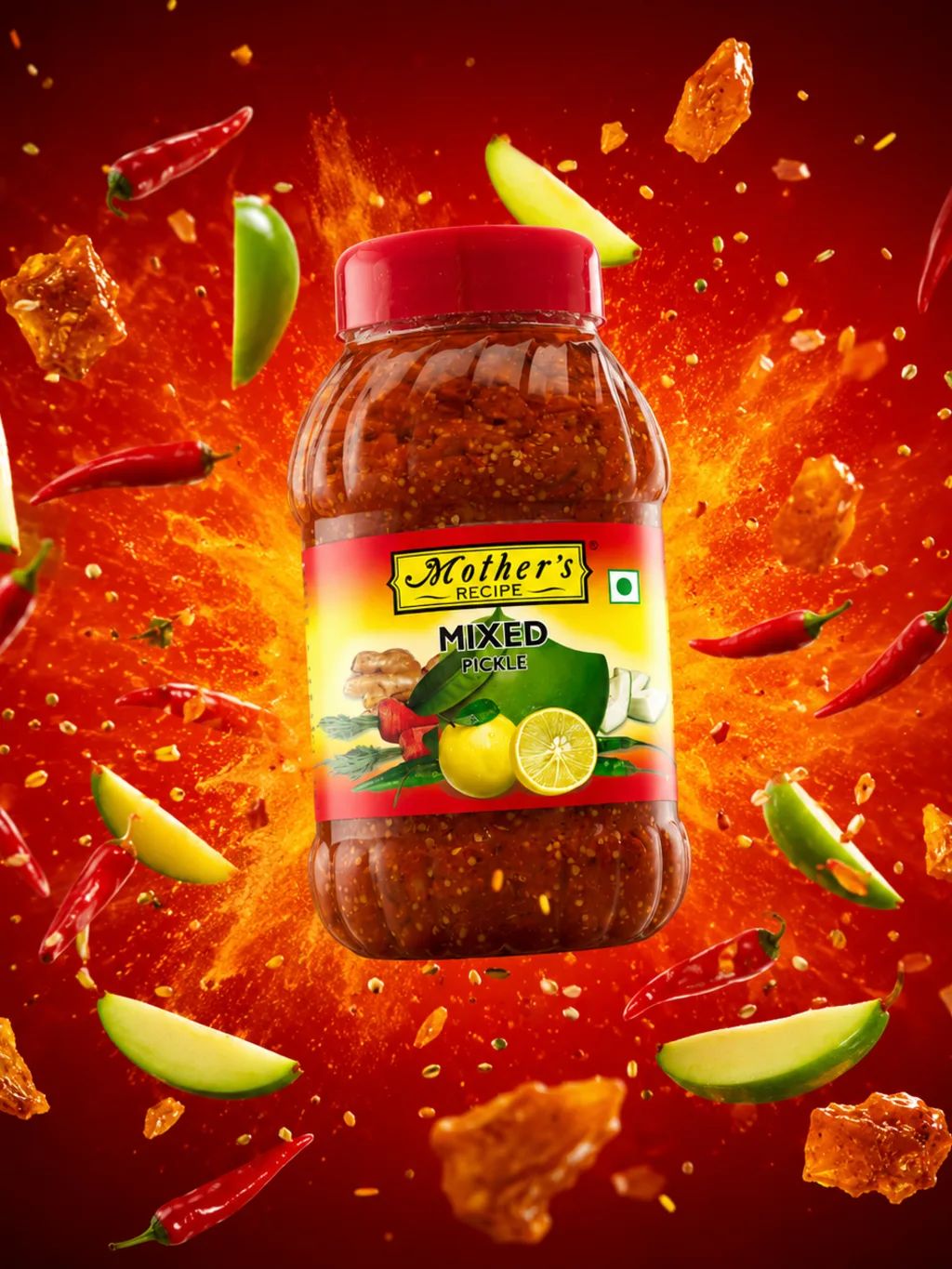 Explosive Chili Sauce Jar — Food & Drink AI image prompt example generated with ChatGPT (spicy, action)
