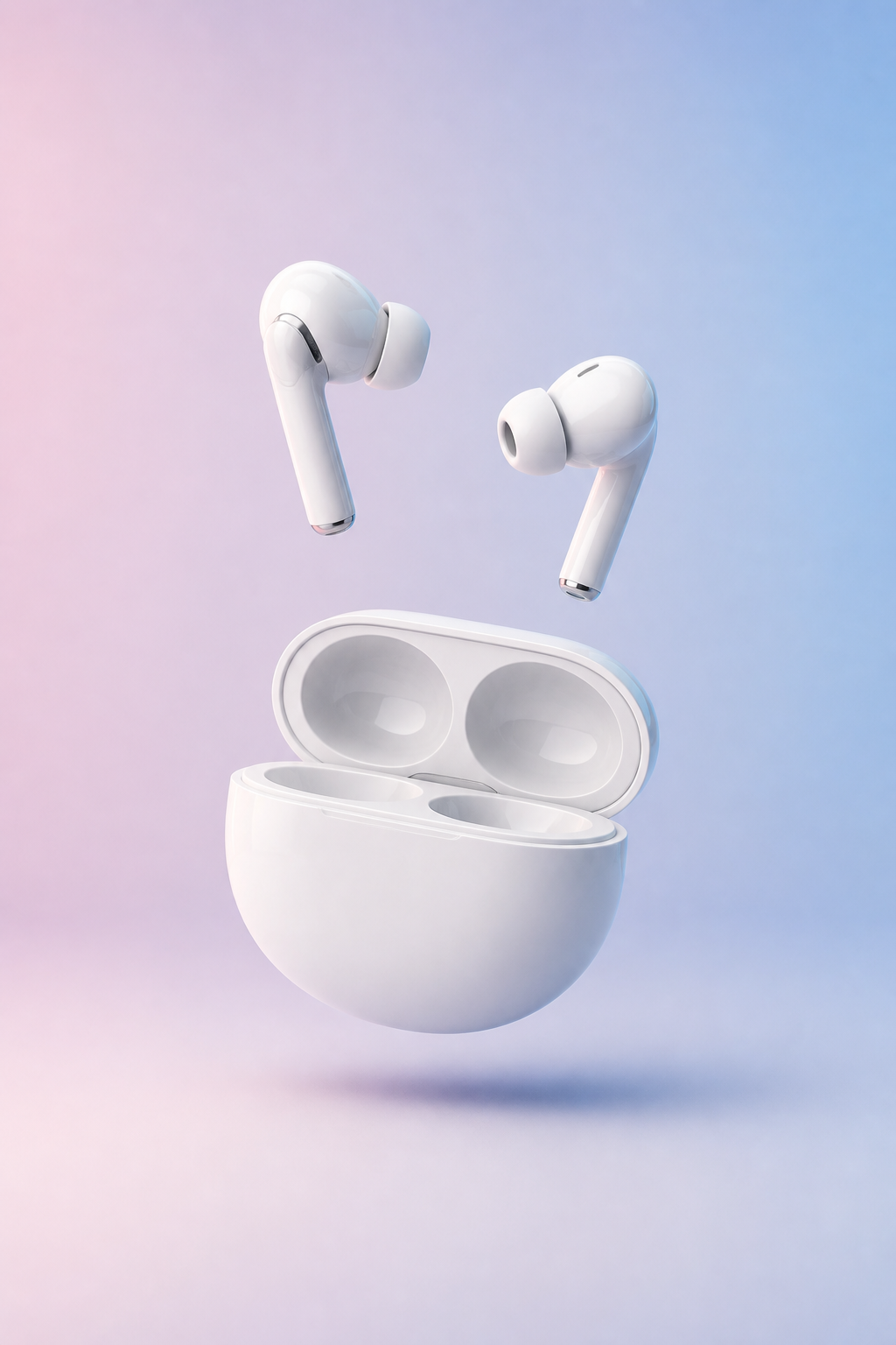 Earbuds Case Levitation — Technology AI image prompt example generated with Nano Banana (earbuds, levitation)