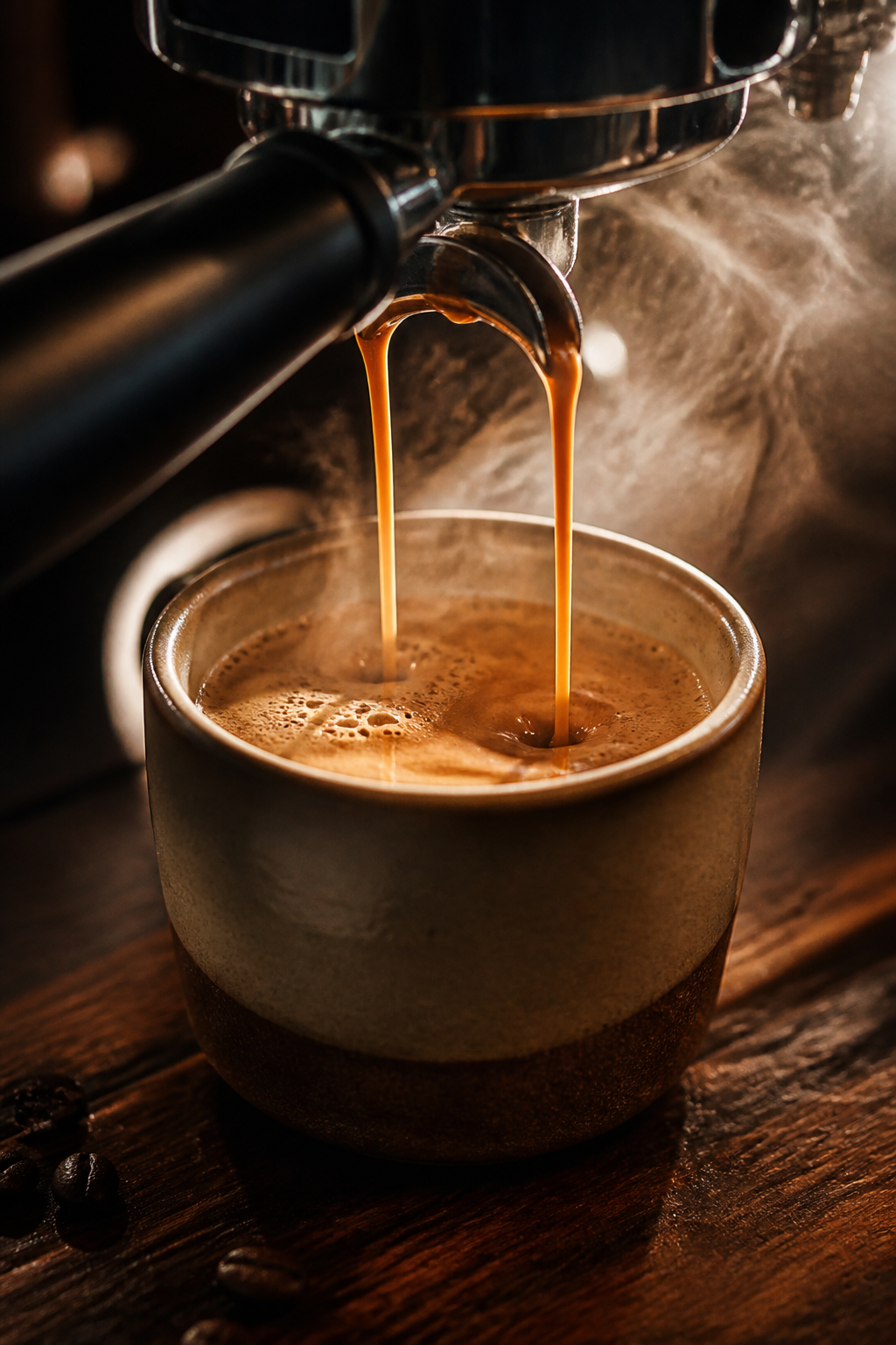 Espresso Pour Hero — Food AI image prompt example generated with Midjourney (coffee, liquid)