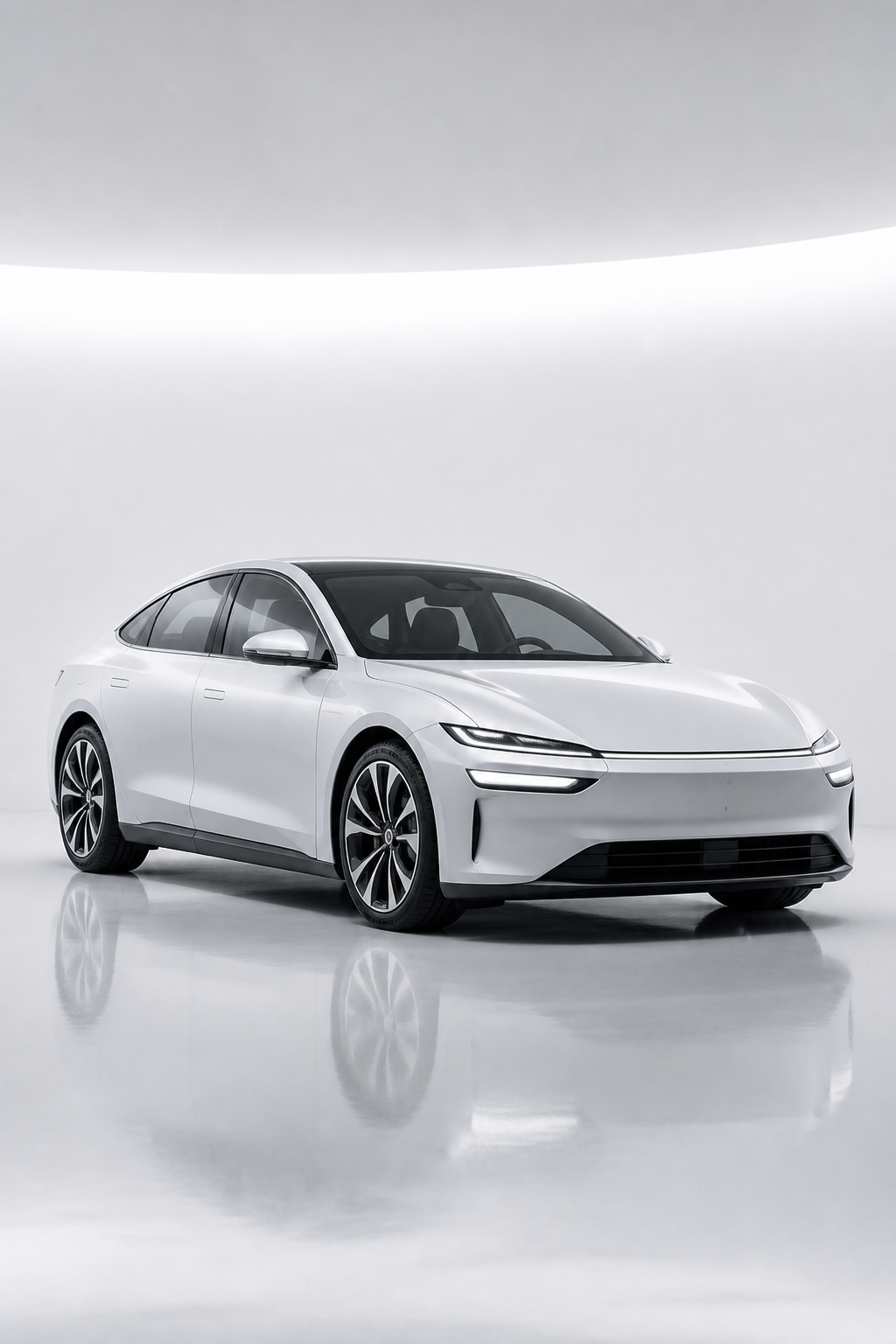EV Studio Light Sweep — Automotive AI image prompt example generated with Midjourney (car, studio)