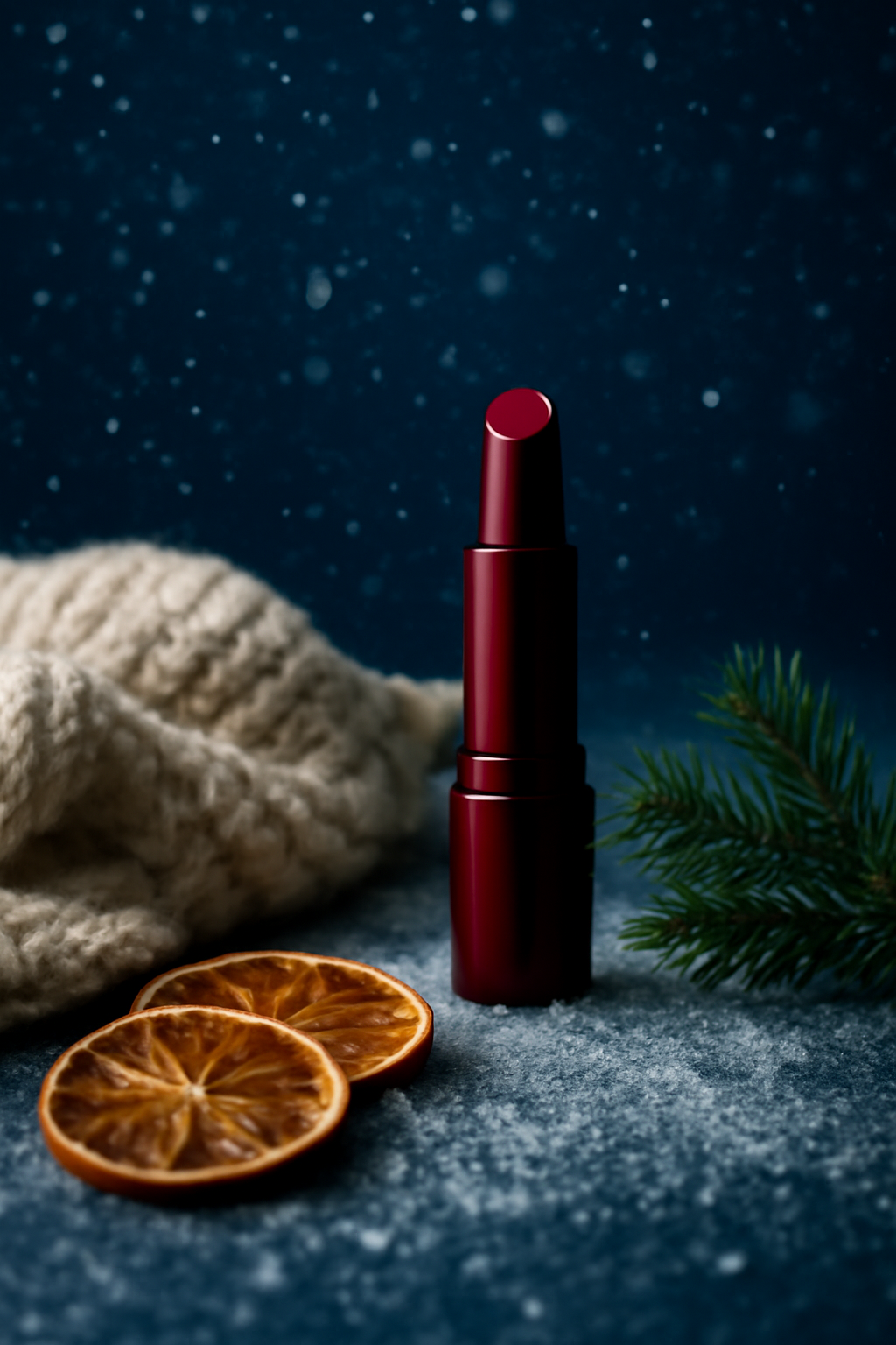 Winter Comfort Glow — Personal care AI image prompt example generated with ChatGPT (winter, lipcare)