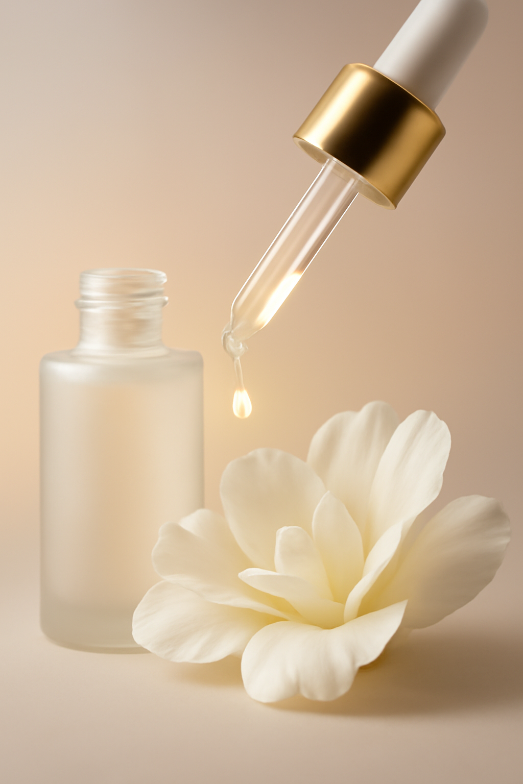 Crystal Elixir Detail — Luxury products AI image prompt example generated with ChatGPT (skincare, macro)