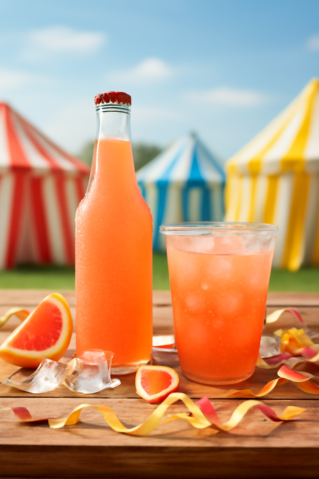 Sunlit Flavor Parade — Soft drinks AI image prompt example generated with Gemini (soft-drink, festival)