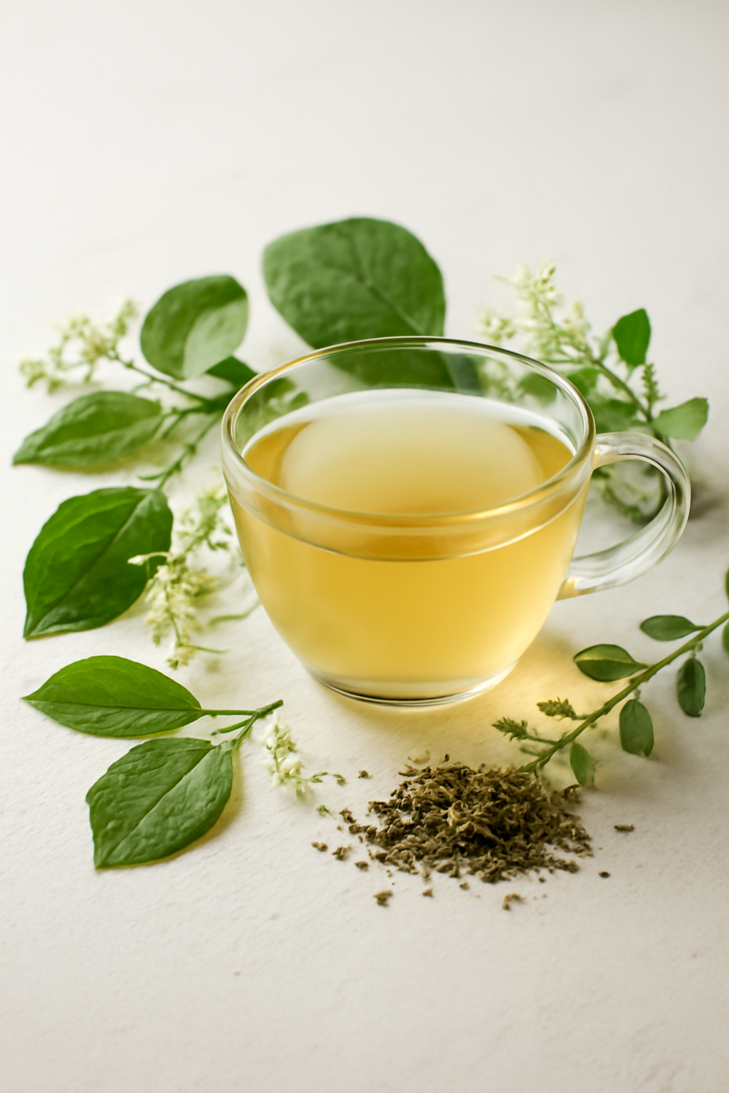 Garden Tea Reverie — Coffee and tea AI image prompt example generated with Gemini (tea, botanical)