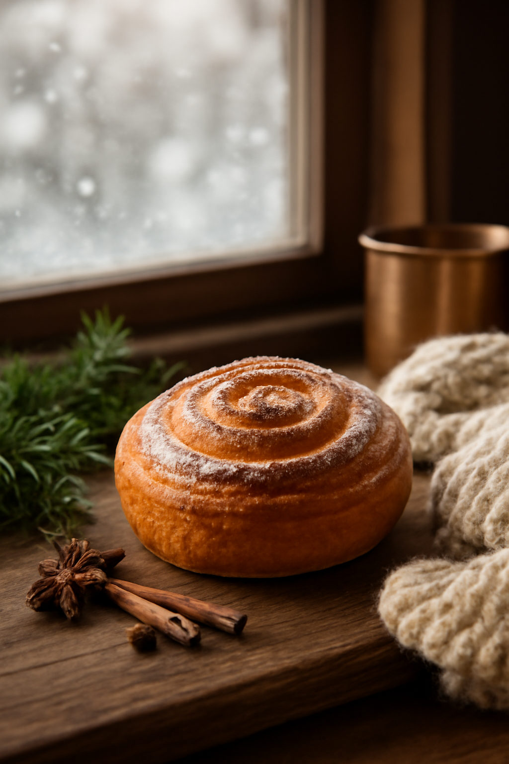 First Frost Feast — Food photography AI image prompt example generated with Midjourney (winter, seasonal)
