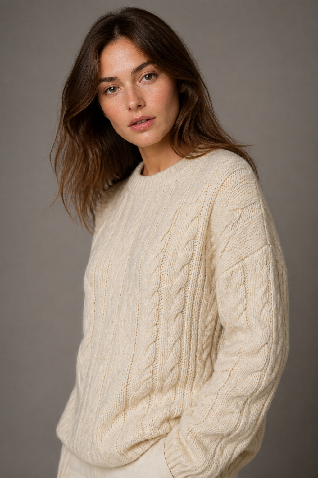 Knitwear Studio Portrait — Fashion AI image prompt example generated with Midjourney (knitwear, studio)