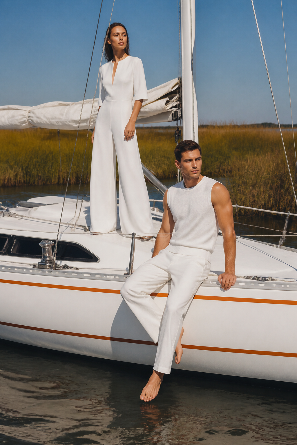Nautical Fashion Editorial — Fashion AI image prompt example generated with Gemini (fashion, nautical)
