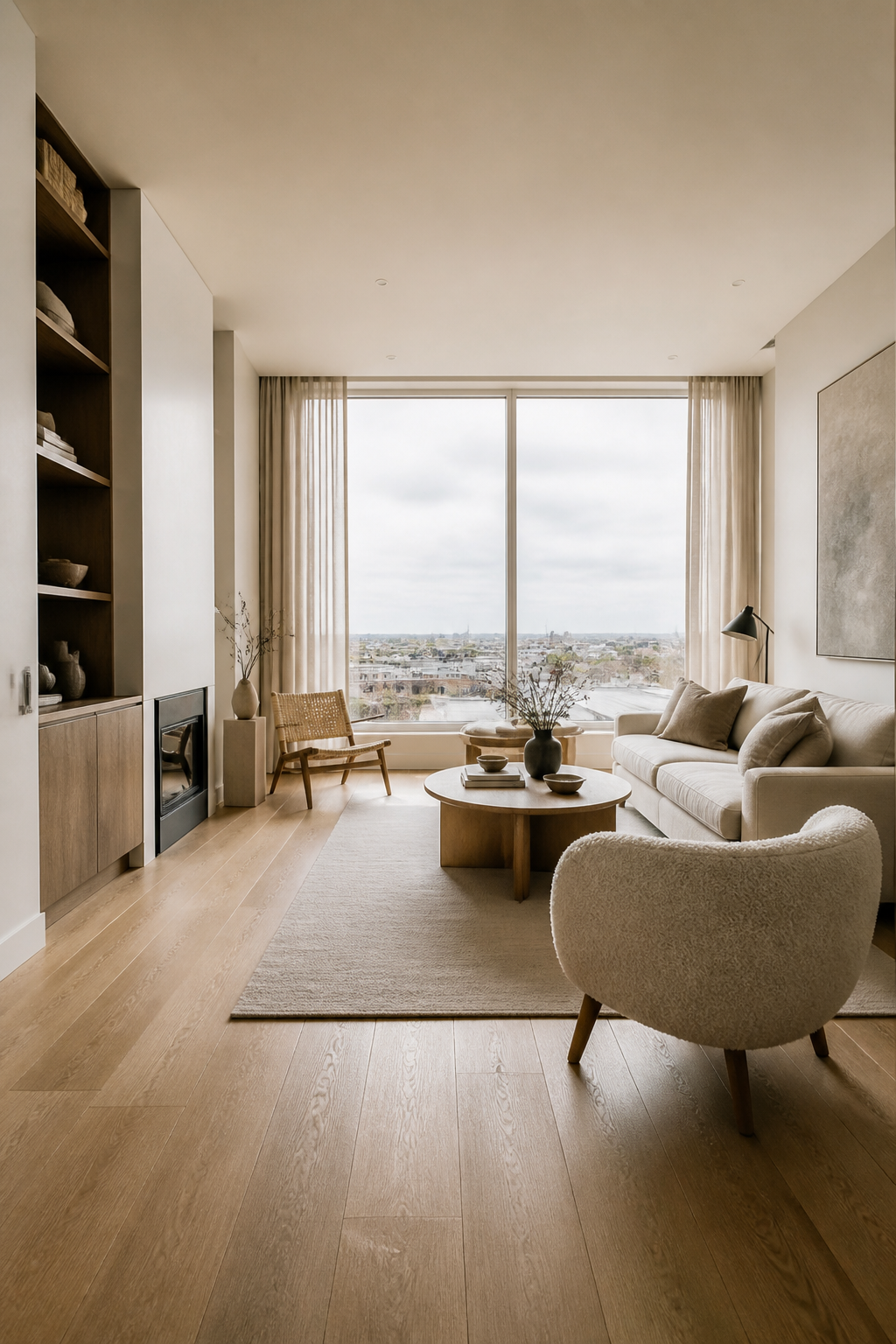 Scandi Living Room — Interiors AI image prompt example generated with Midjourney (interior, scandi)