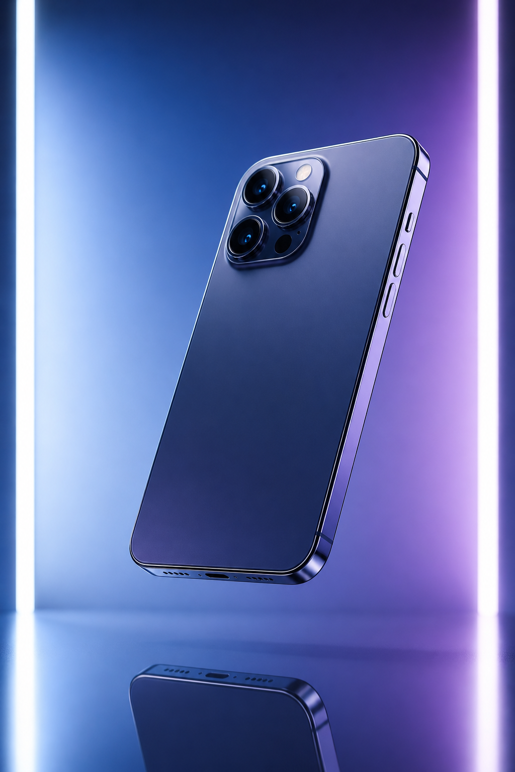Smartphone Floating Grid — Technology AI image prompt example generated with Midjourney (tech, gradient)