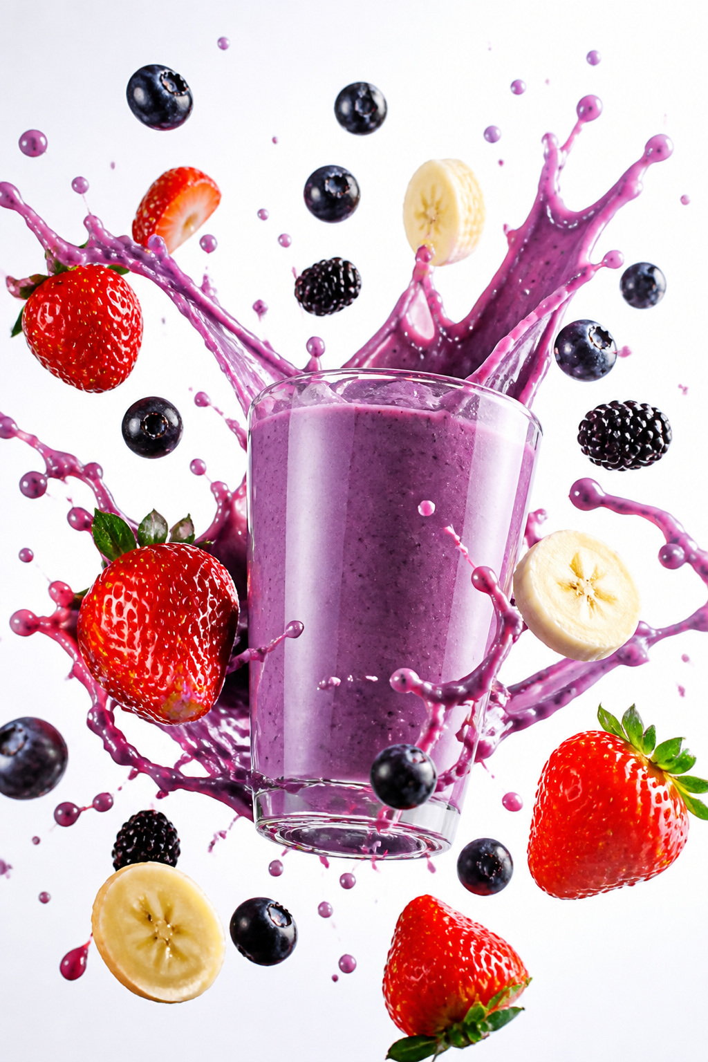 Smoothie Fruit Explosion — Beverage AI image prompt example generated with Midjourney (smoothie, fruit)