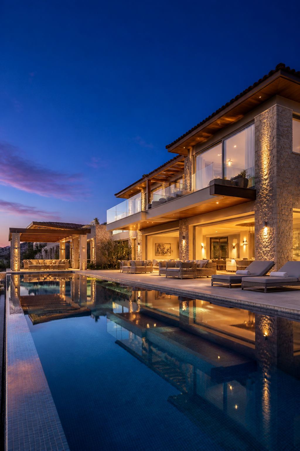 Villa Pool Twilight — Real Estate AI image prompt example generated with ChatGPT (property, twilight)