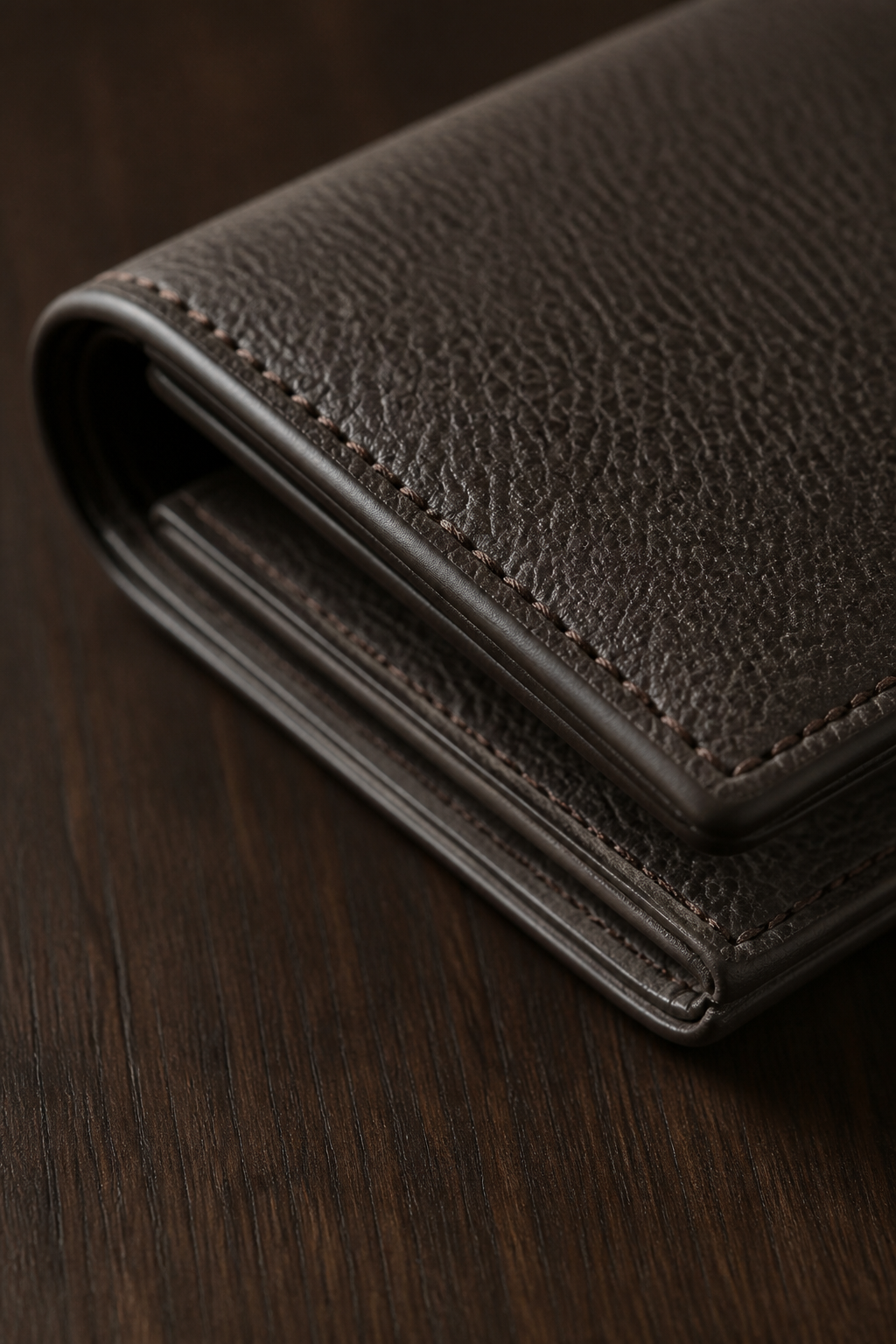 Wallet Desk Detail — Accessories AI image prompt example generated with Midjourney (leather, macro)