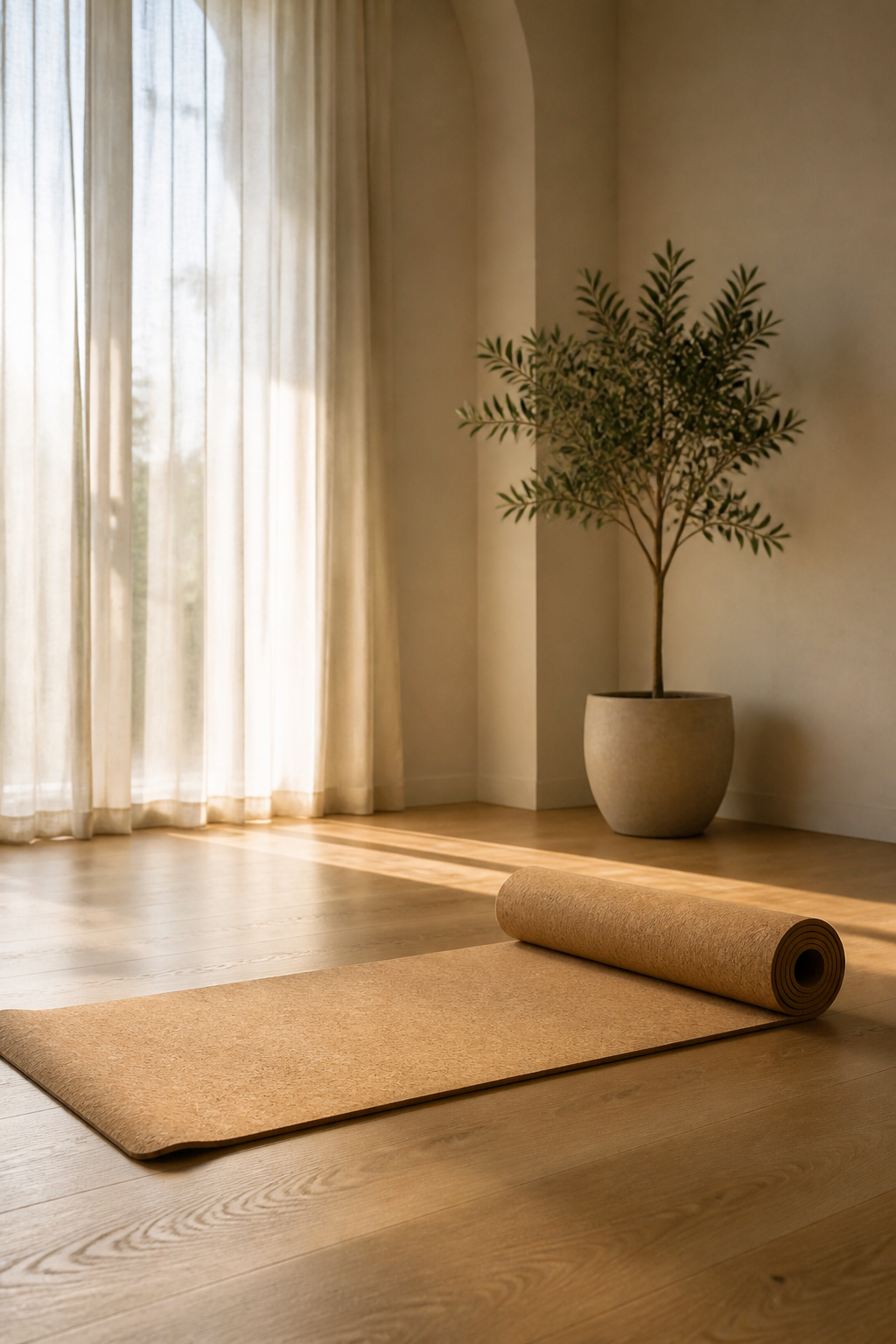 Yoga Studio Light — Wellness AI image prompt example generated with ChatGPT (yoga, calm)
